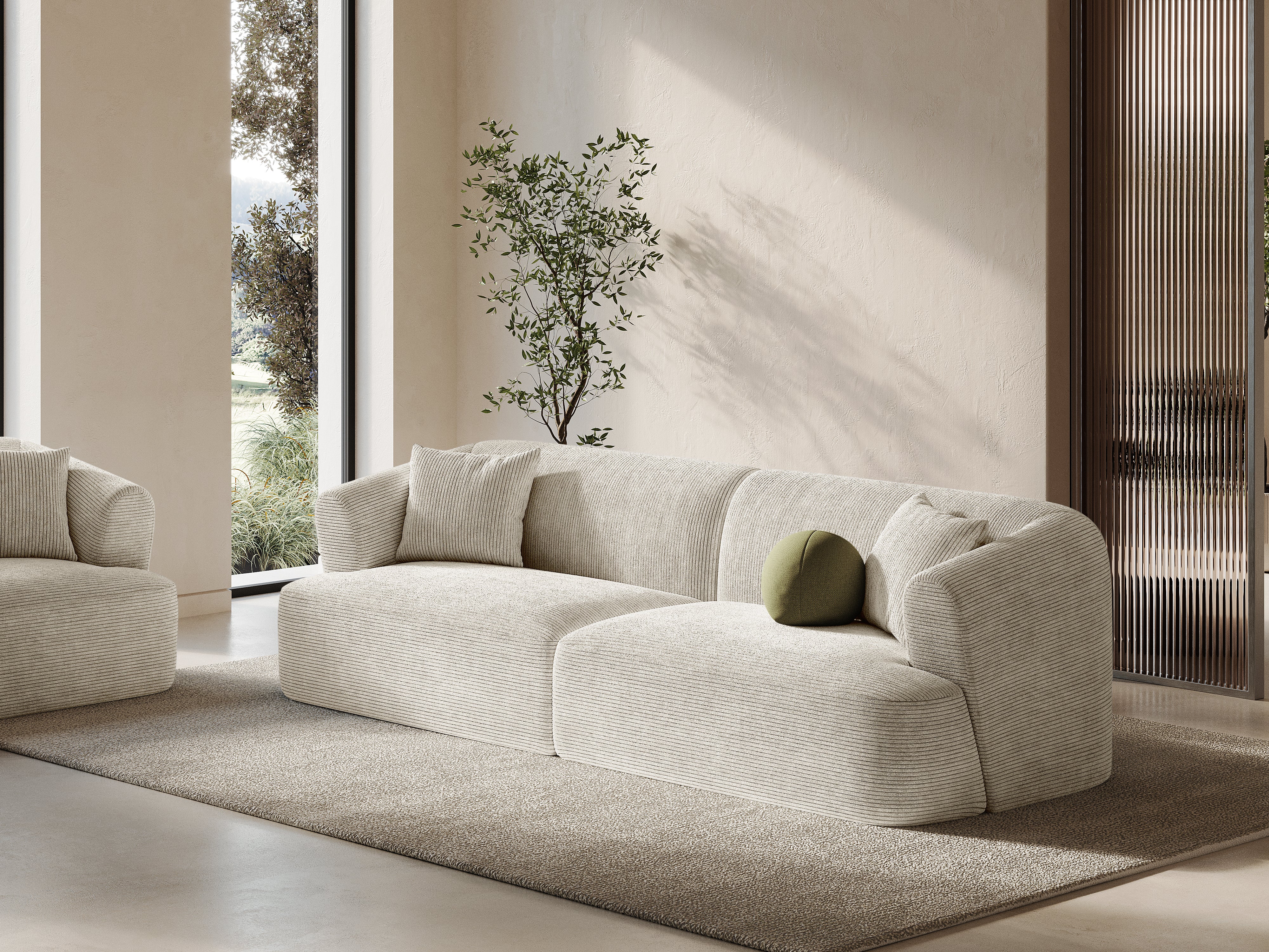 Sofa 4-osobowa CAMPI kremowy sztruks - Image 2