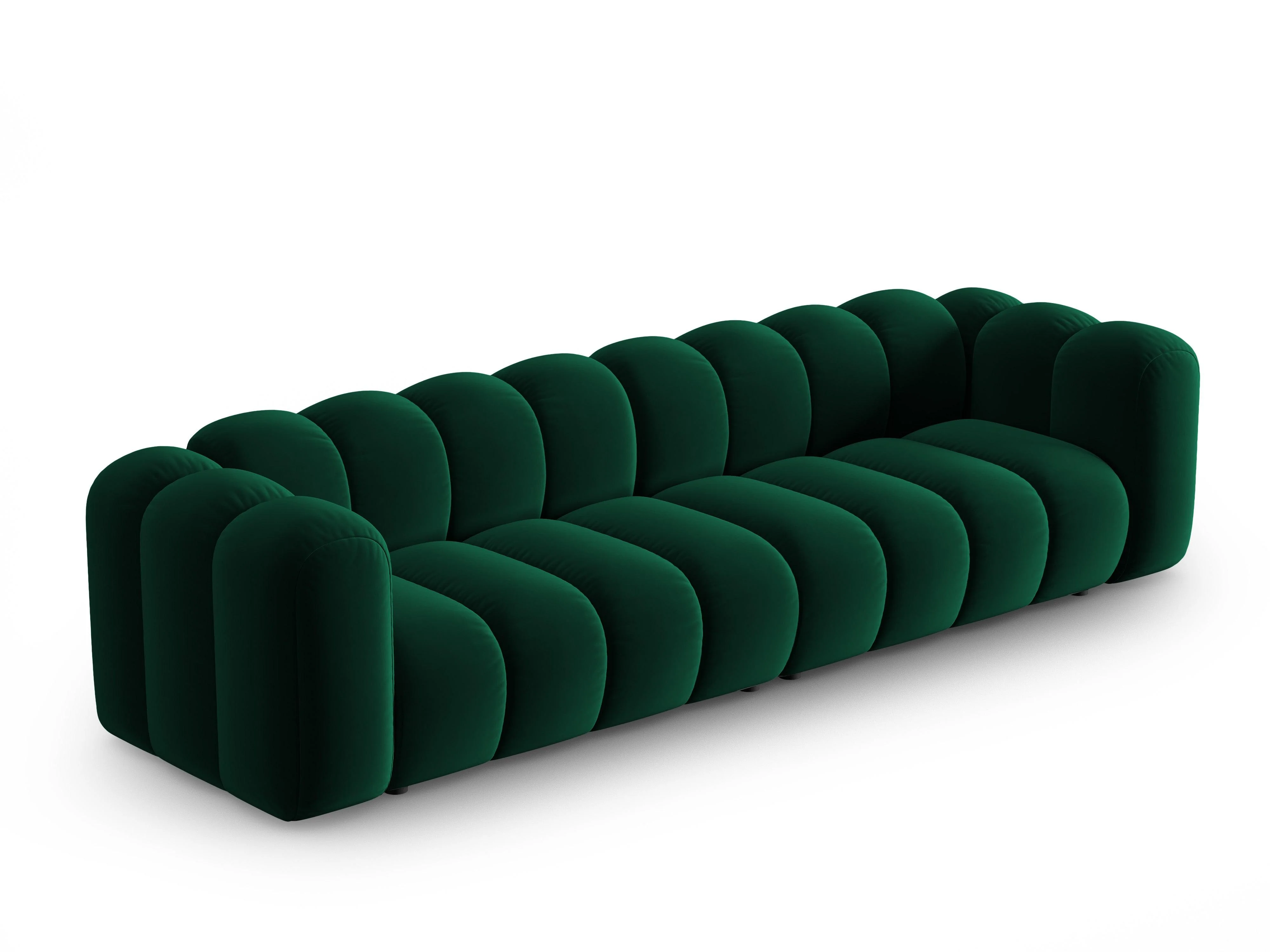 Sofa aksamitna 4-osobowa LUPINE butelkowy zielony
