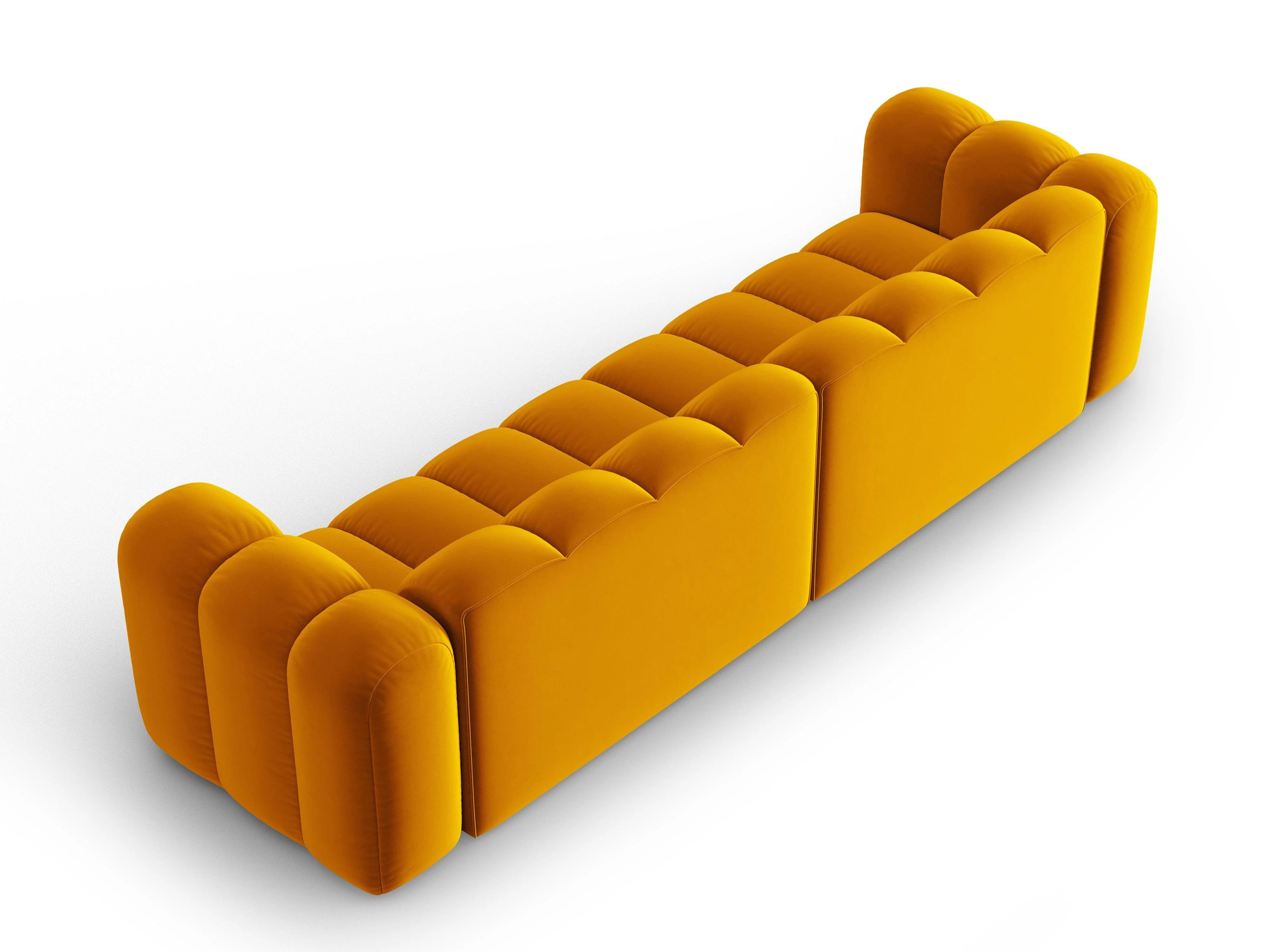 Sofa aksamitna 4-osobowa LUPINE musztardowy - Image 4