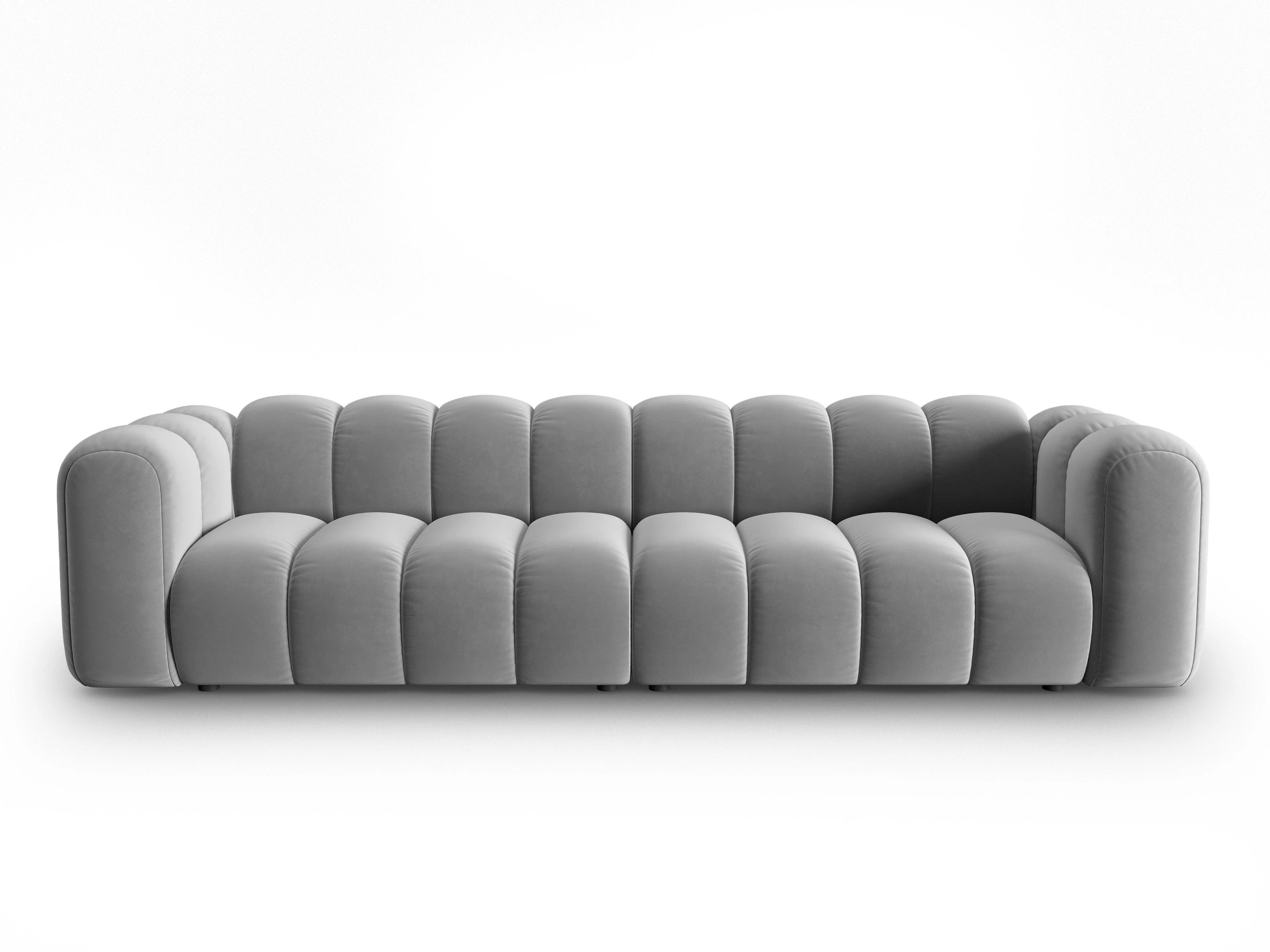 Sofa aksamitna 4-osobowa LUPINE szary - Image 3