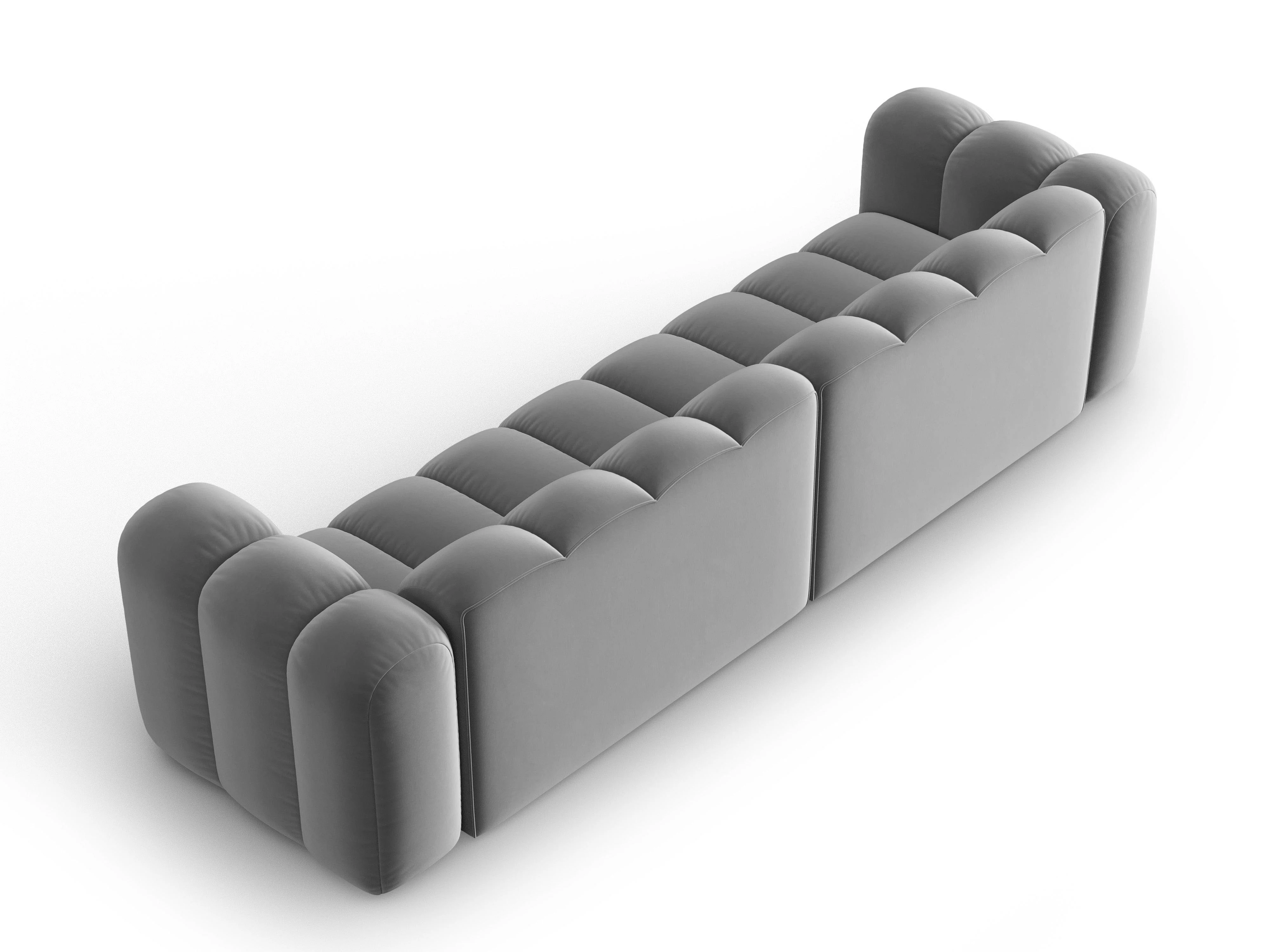 Sofa aksamitna 4-osobowa LUPINE szary - Image 4
