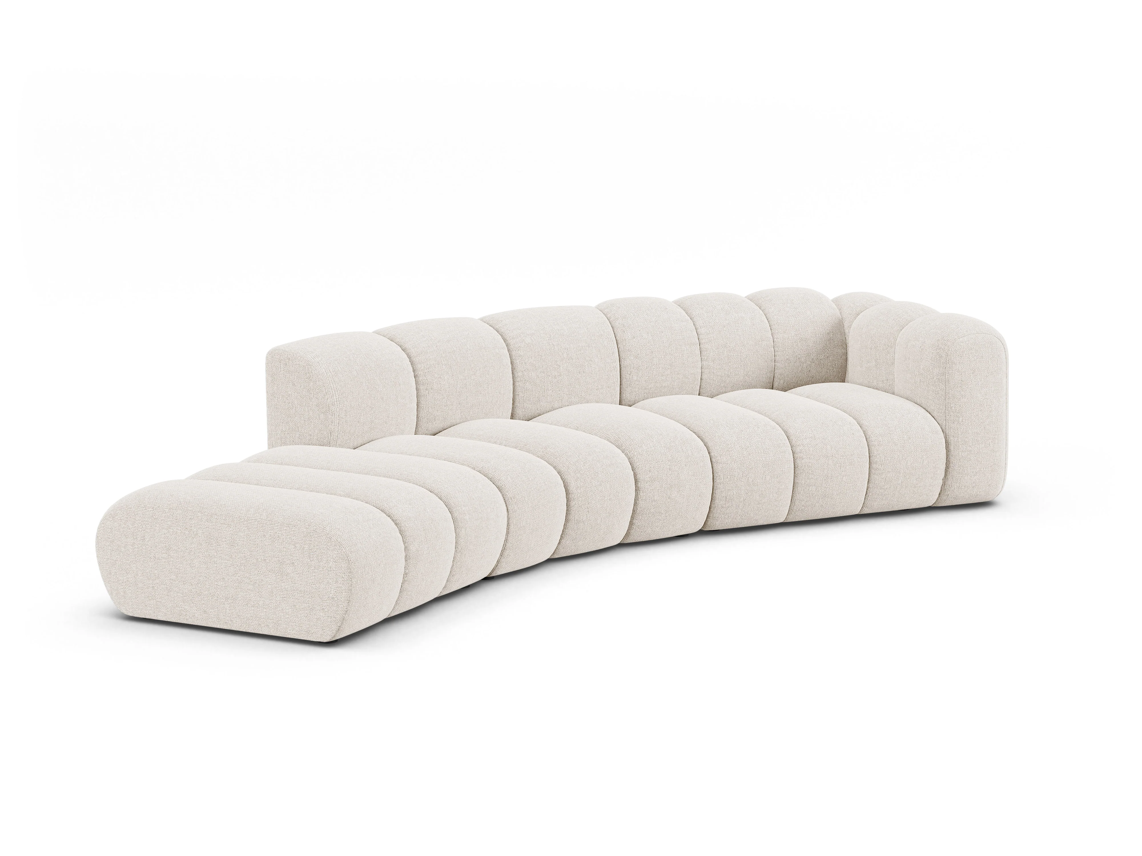 Sofa 5-osobowa lewostronna LUPINE jasny beżowy szenil