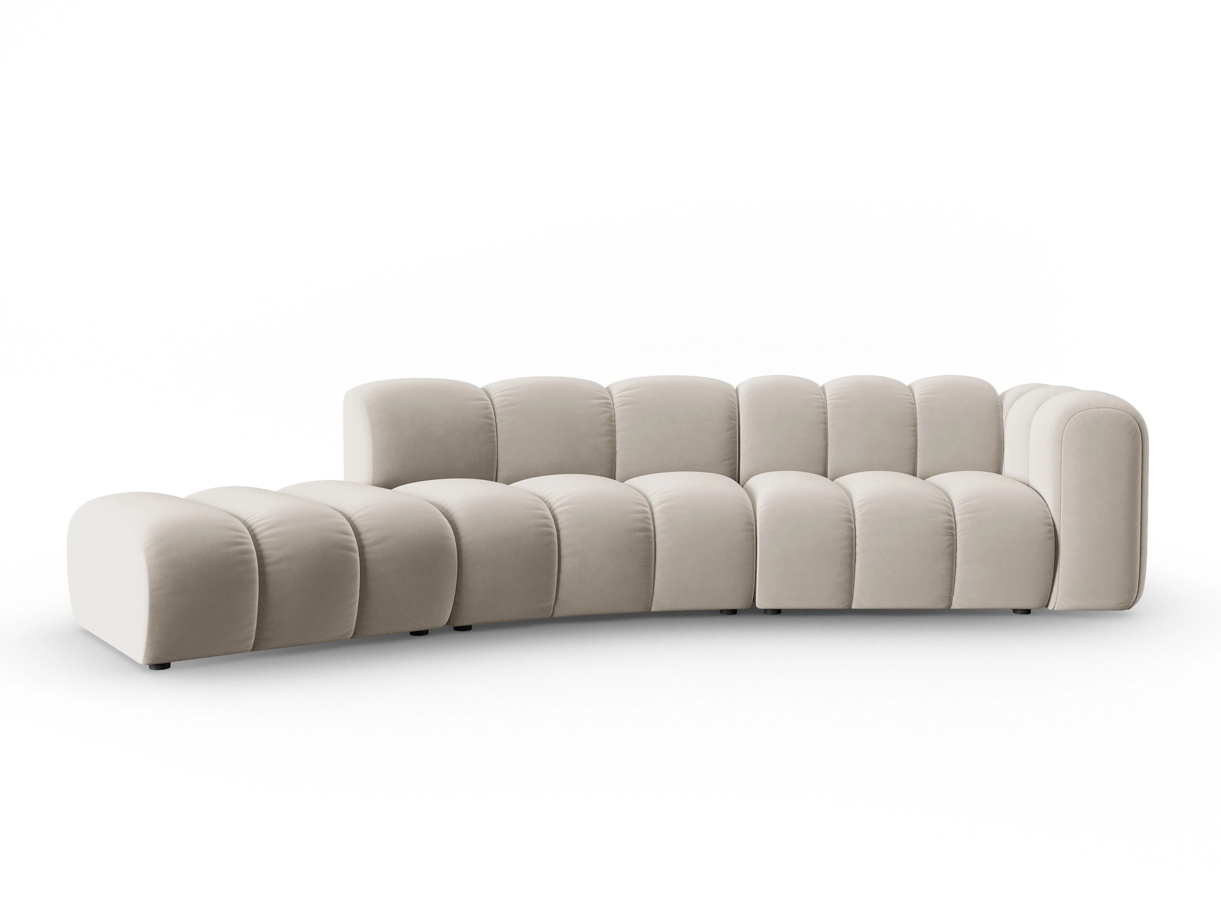 Sofa aksamitna 5-osobowa lewostronna LUPINE beżowy - Image 2