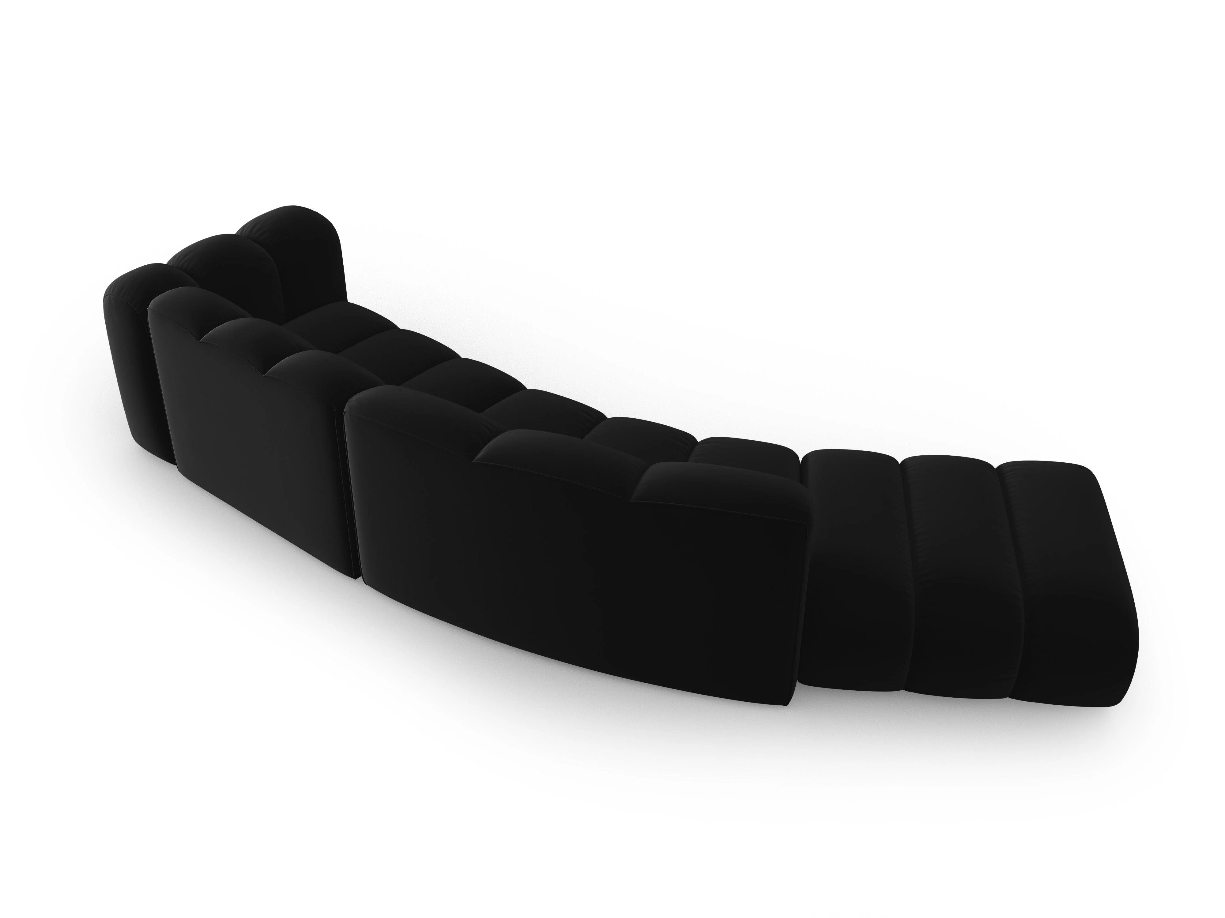 Sofa aksamitna 5-osobowa lewostronna LUPINE czarny - Image 3