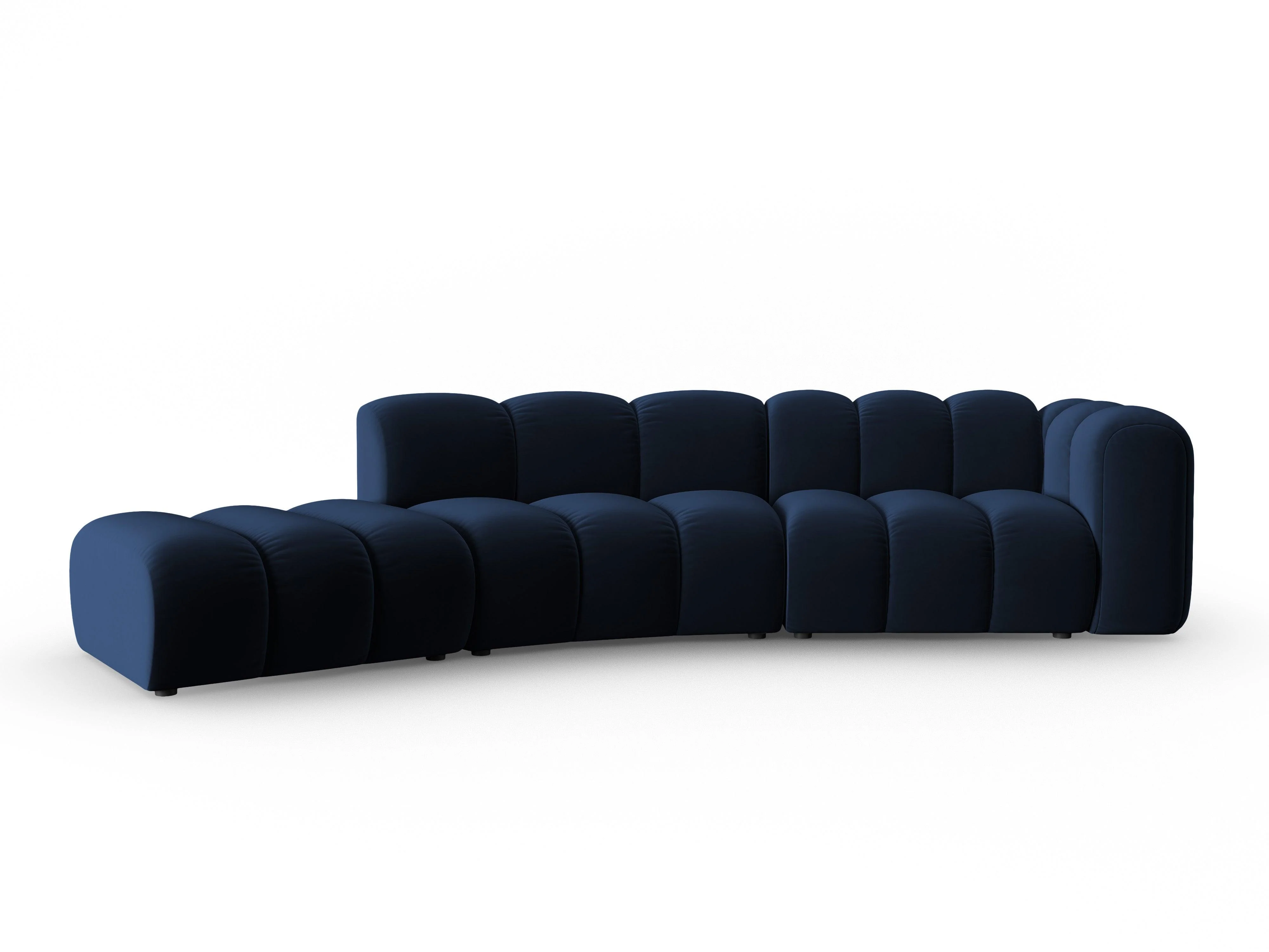 Sofa aksamitna 5-osobowa lewostronna LUPINE granatowy - Image 2