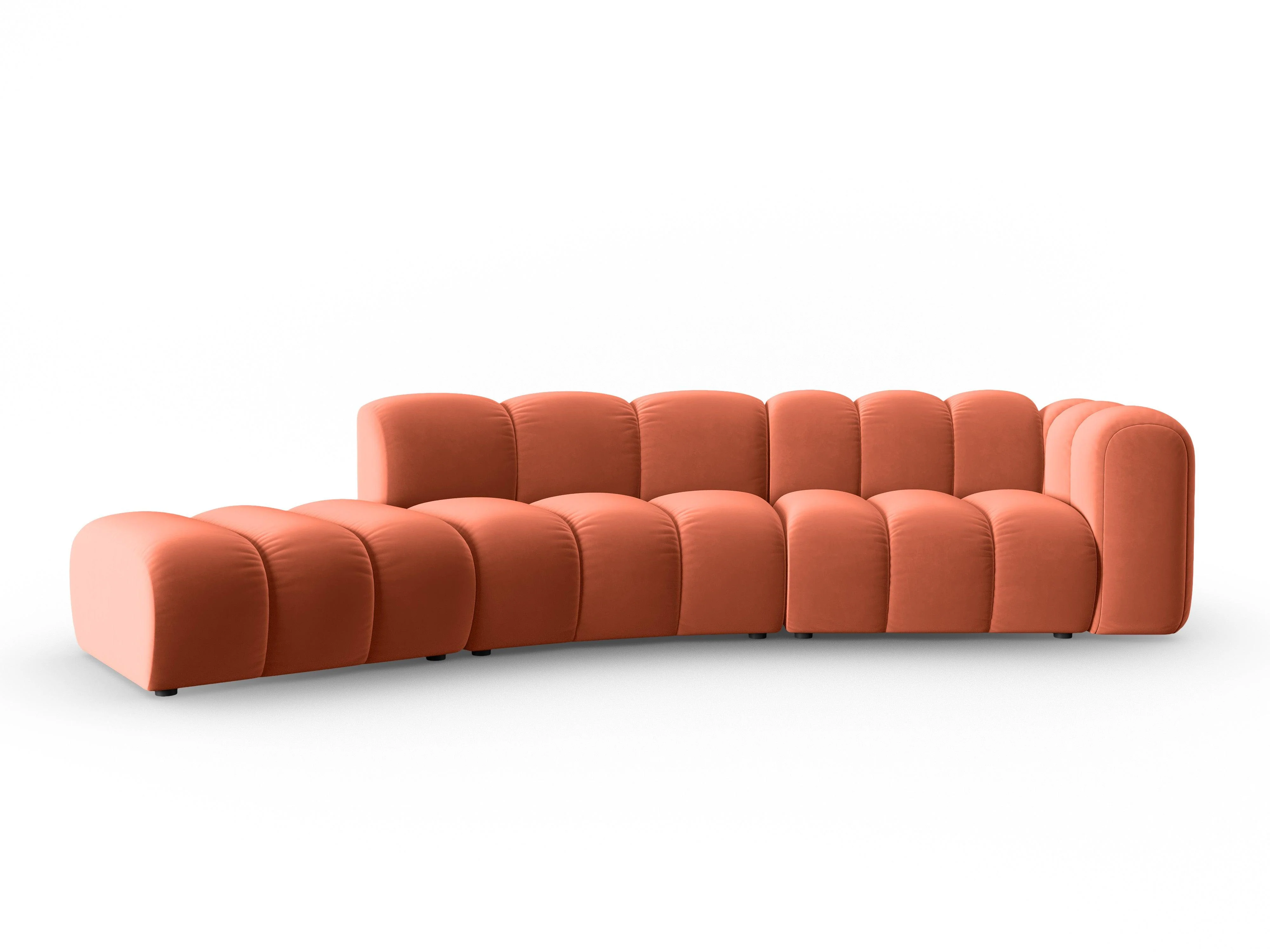 Sofa aksamitna 5-osobowa lewostronna LUPINE koralowy - Image 2