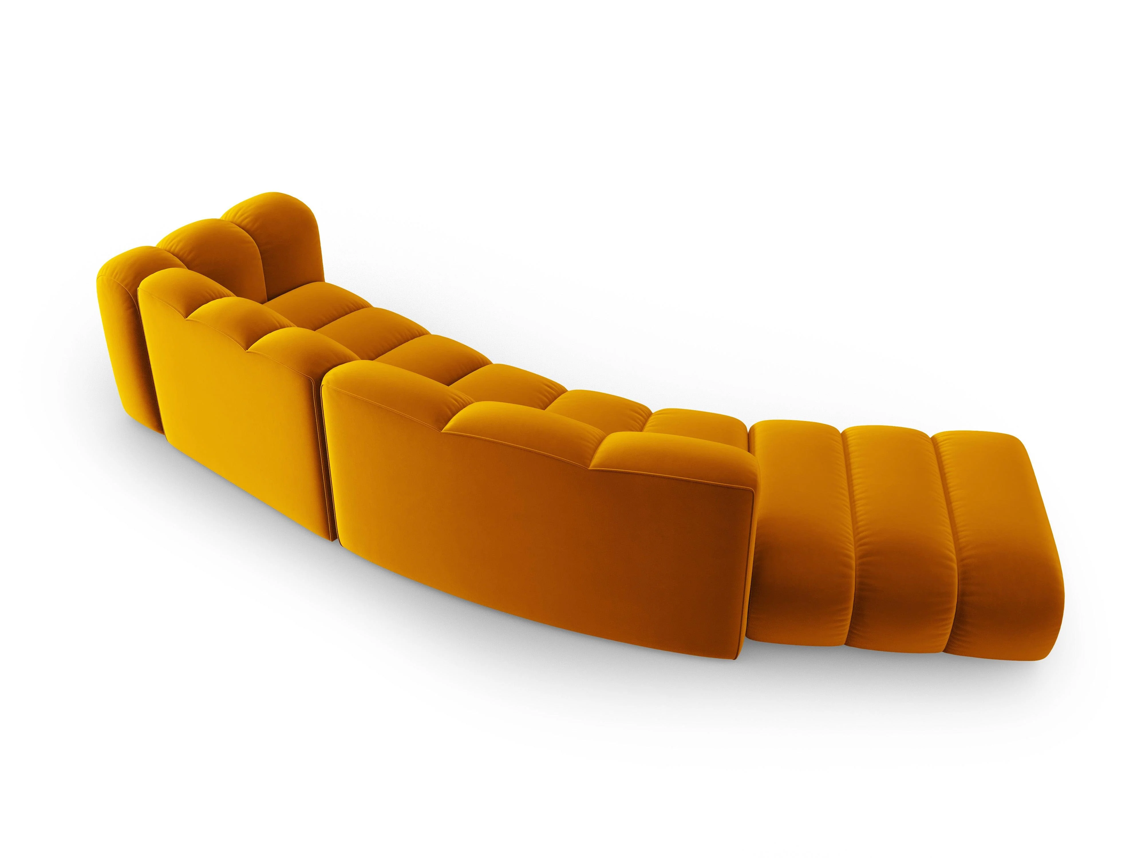 Sofa aksamitna 5-osobowa lewostronna LUPINE musztardowy - Image 3