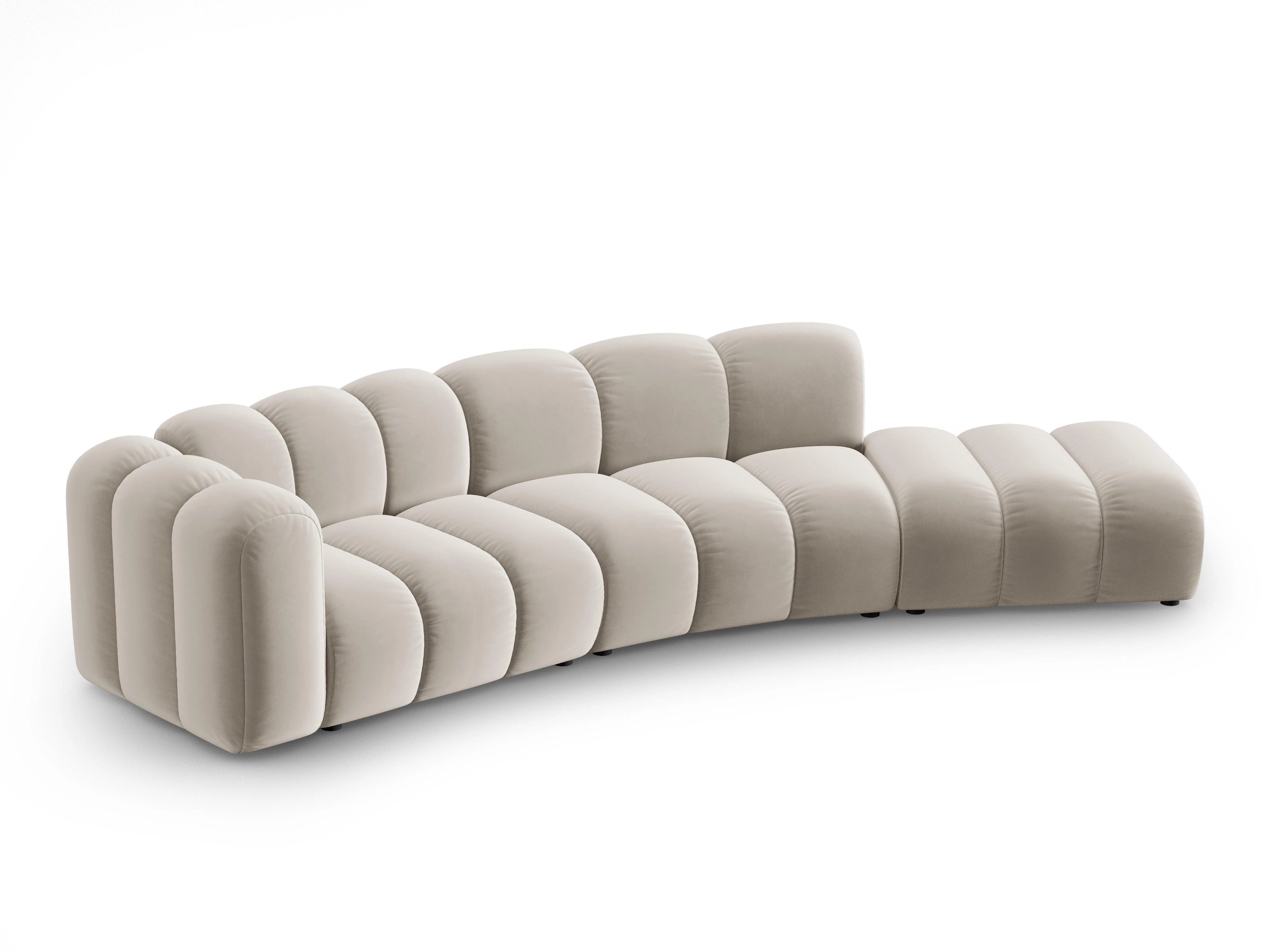 Sofa aksamitna 5-osobowa prawostronna LUPINE beżowy