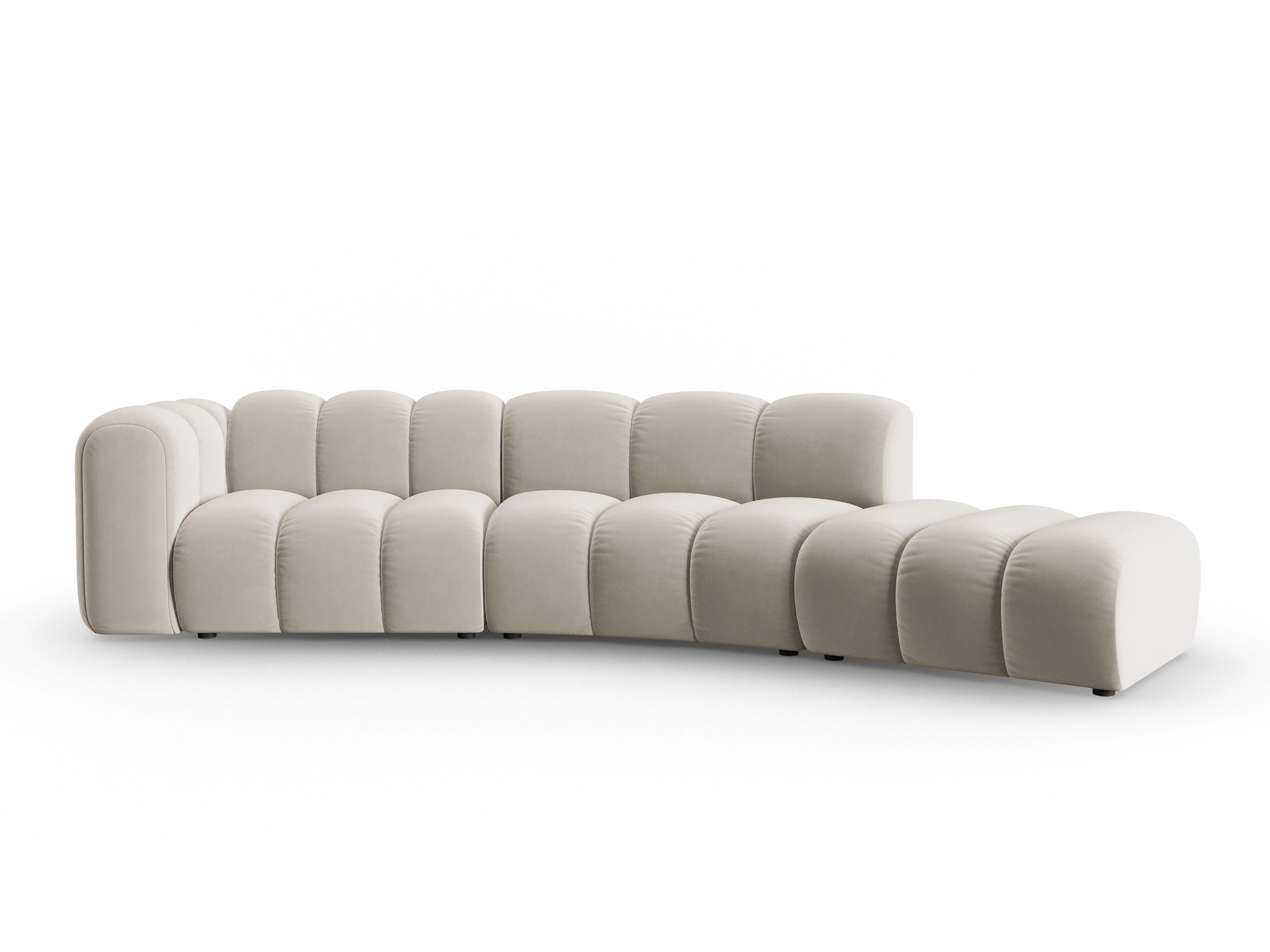 Sofa aksamitna 5-osobowa prawostronna LUPINE beżowy - Image 2