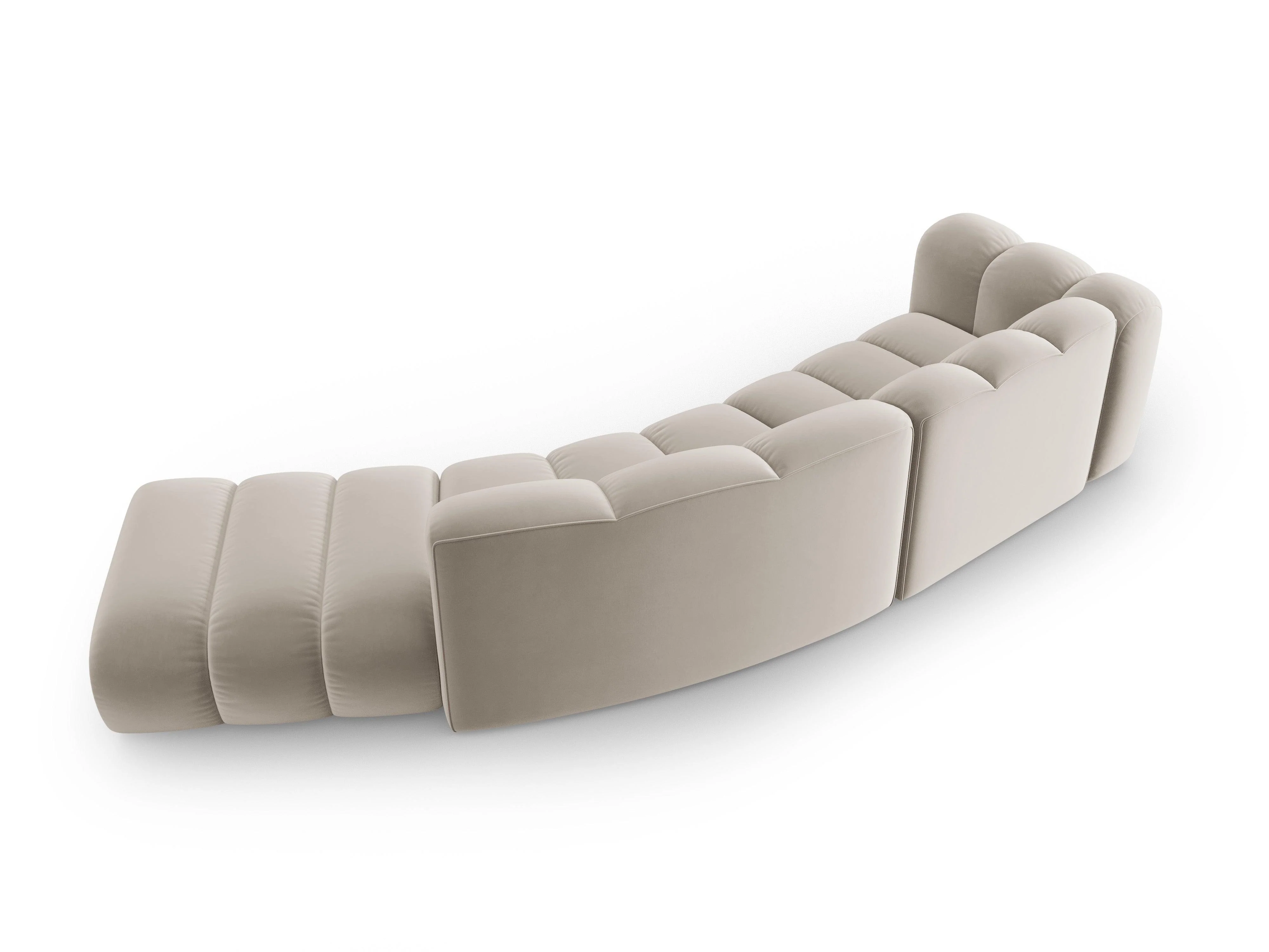 Sofa aksamitna 5-osobowa prawostronna LUPINE beżowy - Image 3