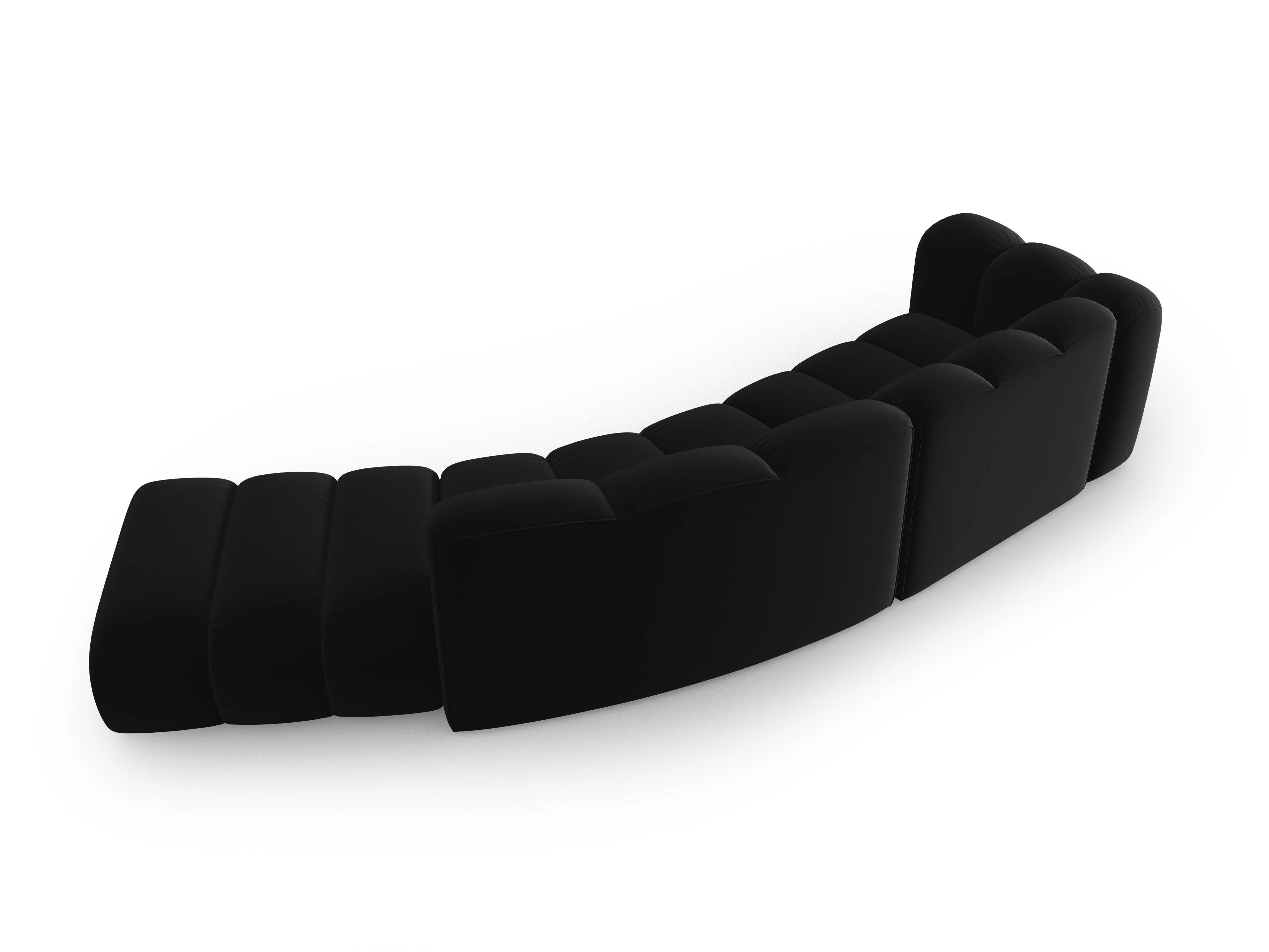 Sofa aksamitna 5-osobowa prawostronna LUPINE czarny - Image 3