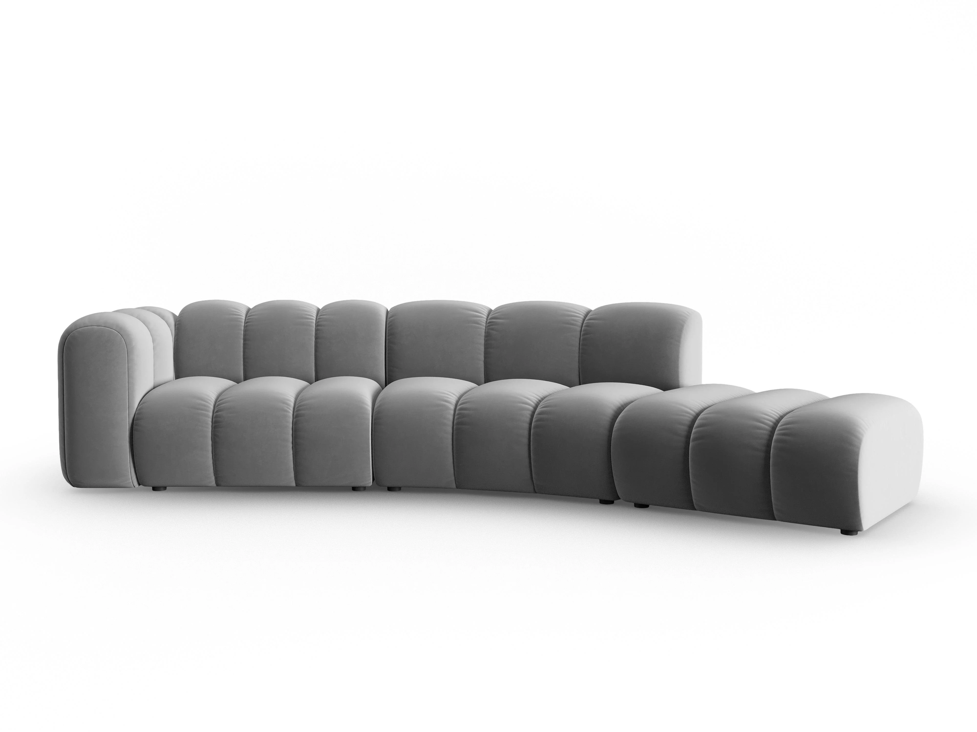 Sofa aksamitna 5-osobowa prawostronna LUPINE szary - Image 2