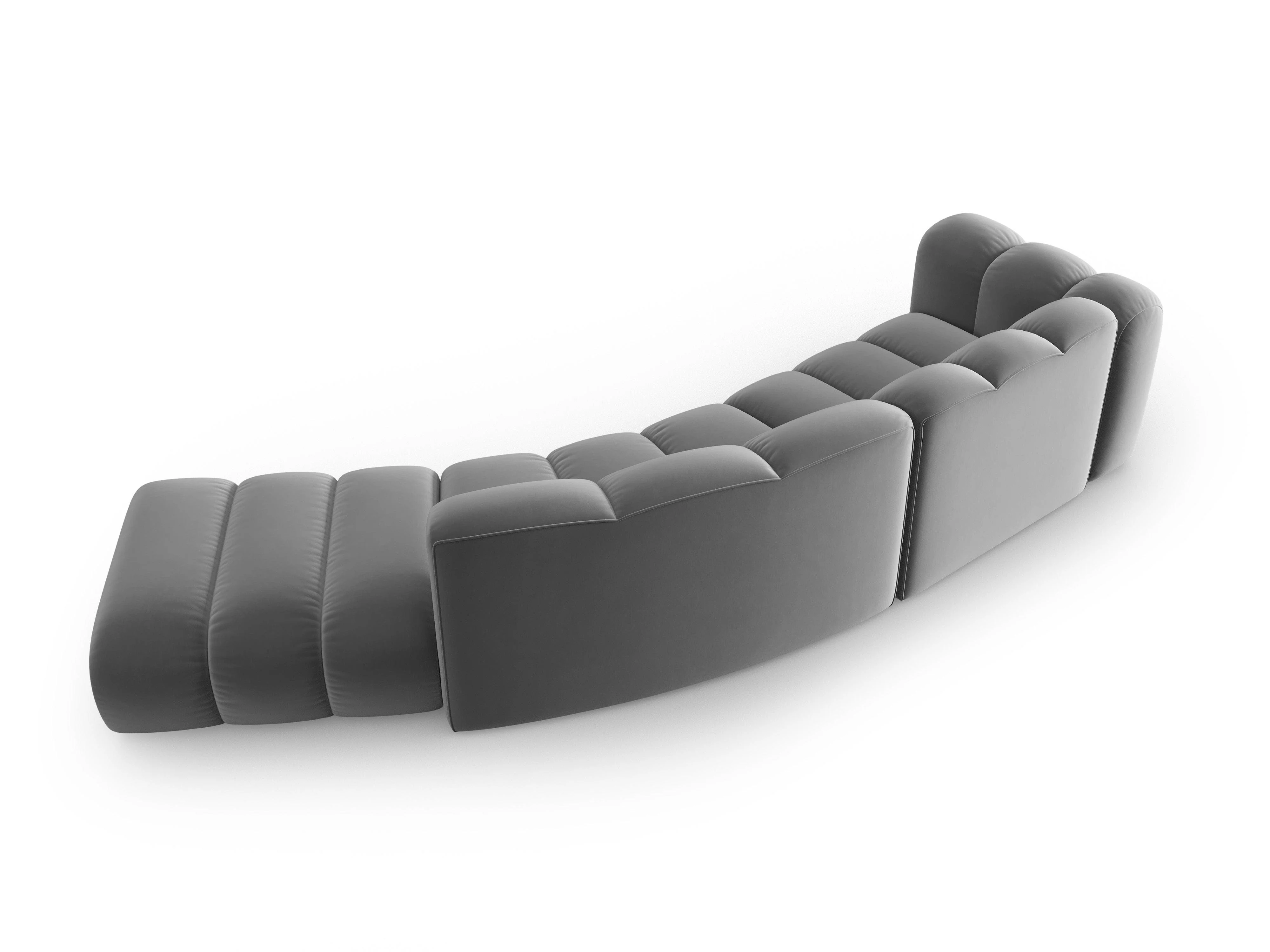 Sofa aksamitna 5-osobowa prawostronna LUPINE szary - Image 3