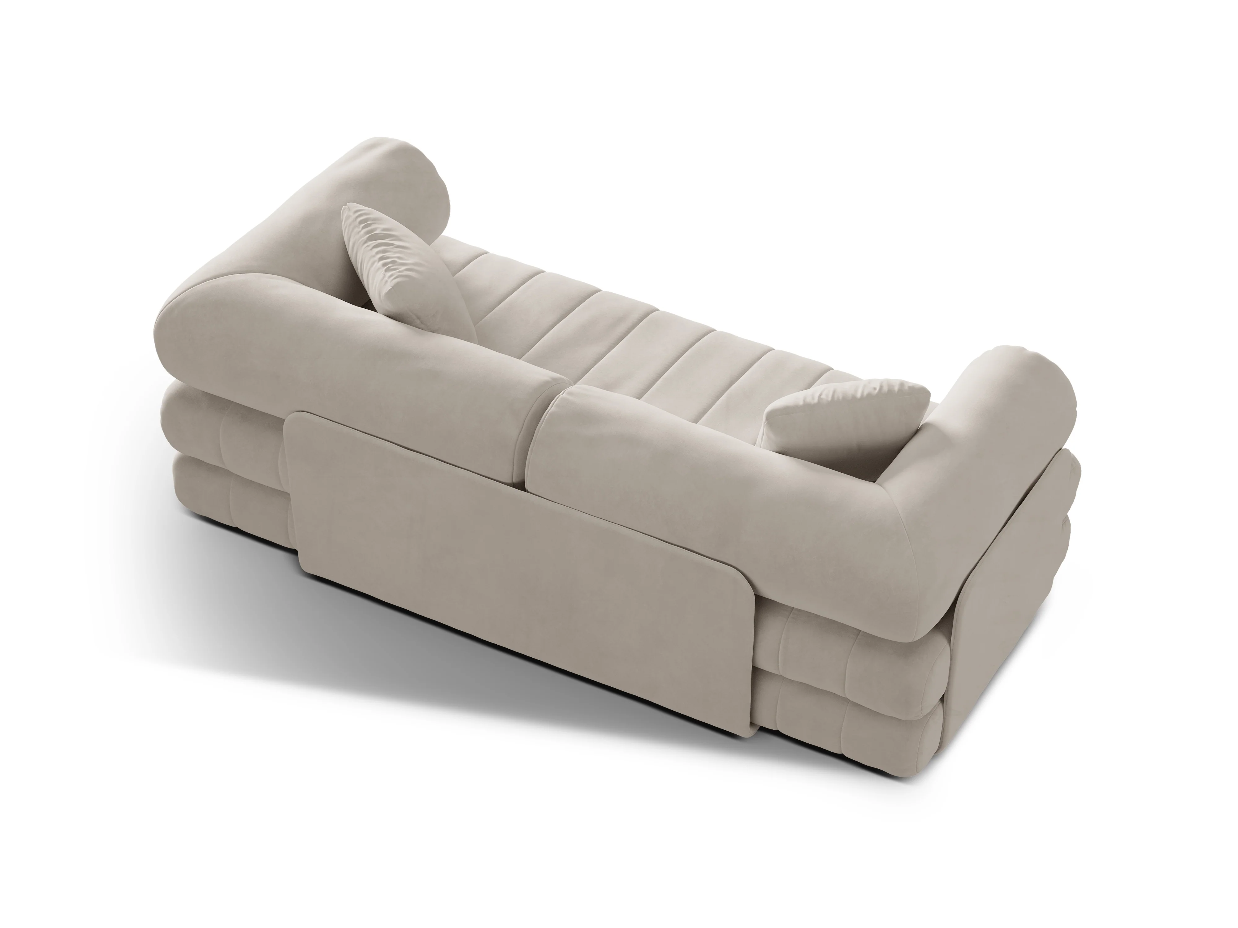 Sofa aksamitna 3-osobowa z funkcją spania KEMI beżowy - Image 5