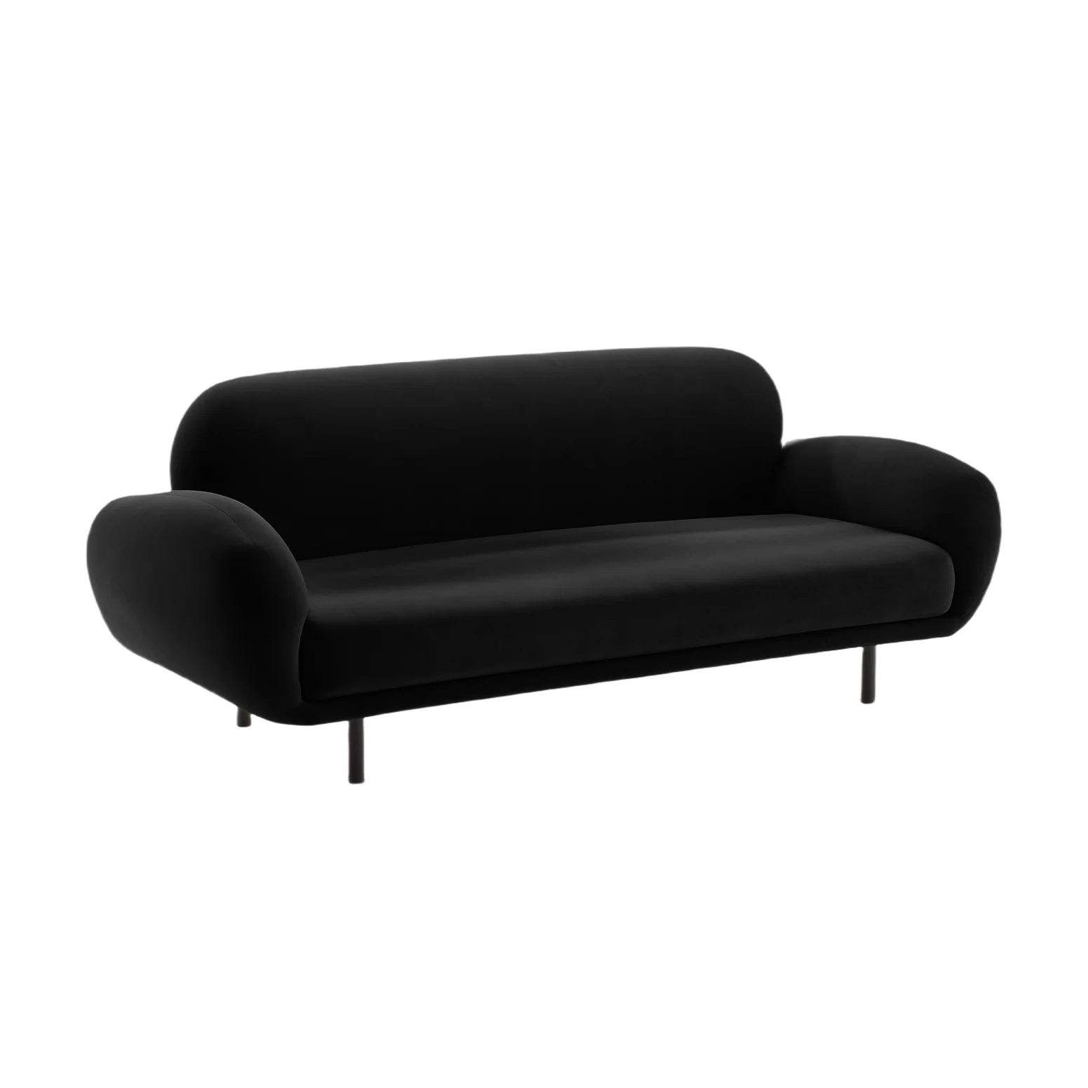 Sofa aksamitna 2,5-osobowa POPPY czarny