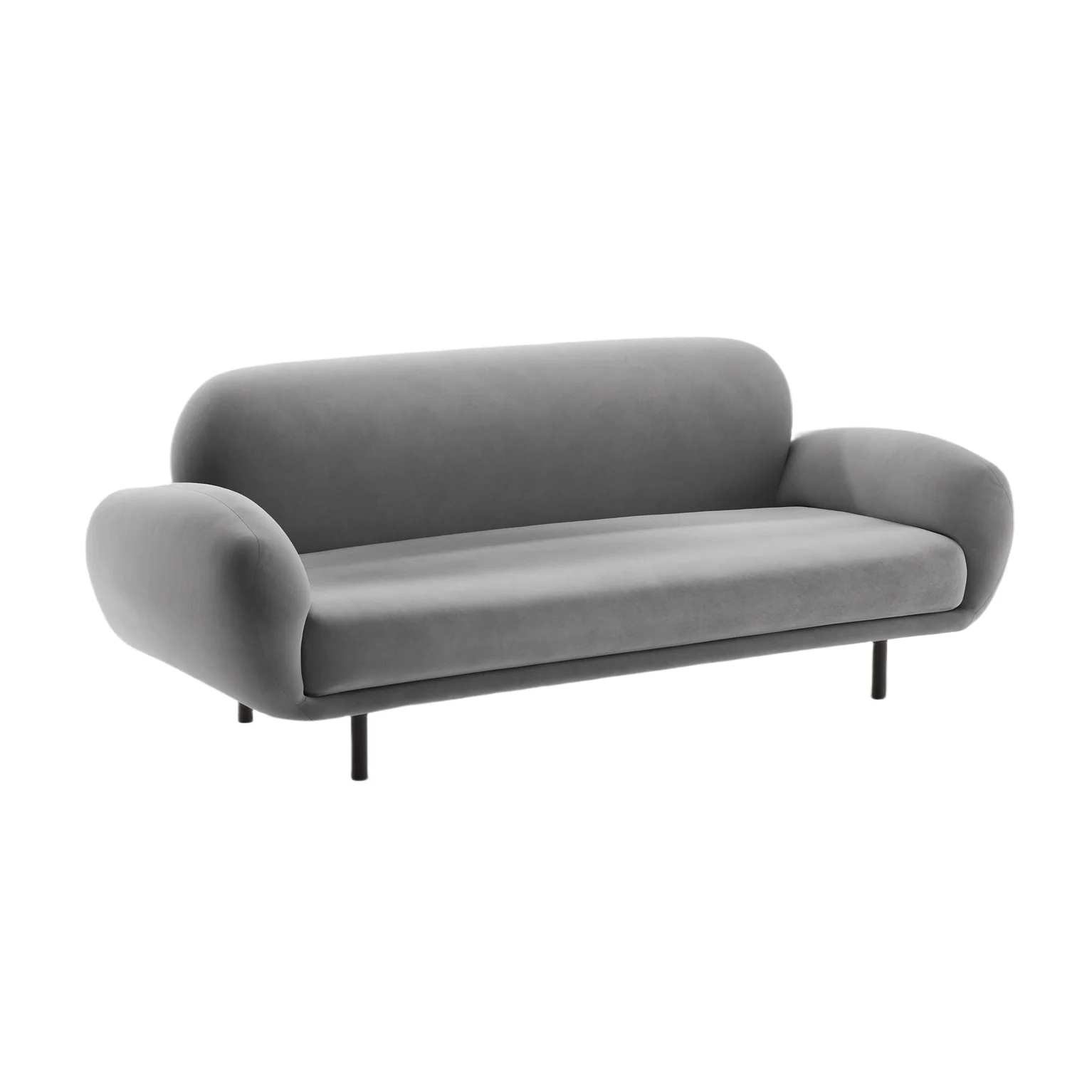Sofa aksamitna 2,5-osobowa POPPY jasnoszary