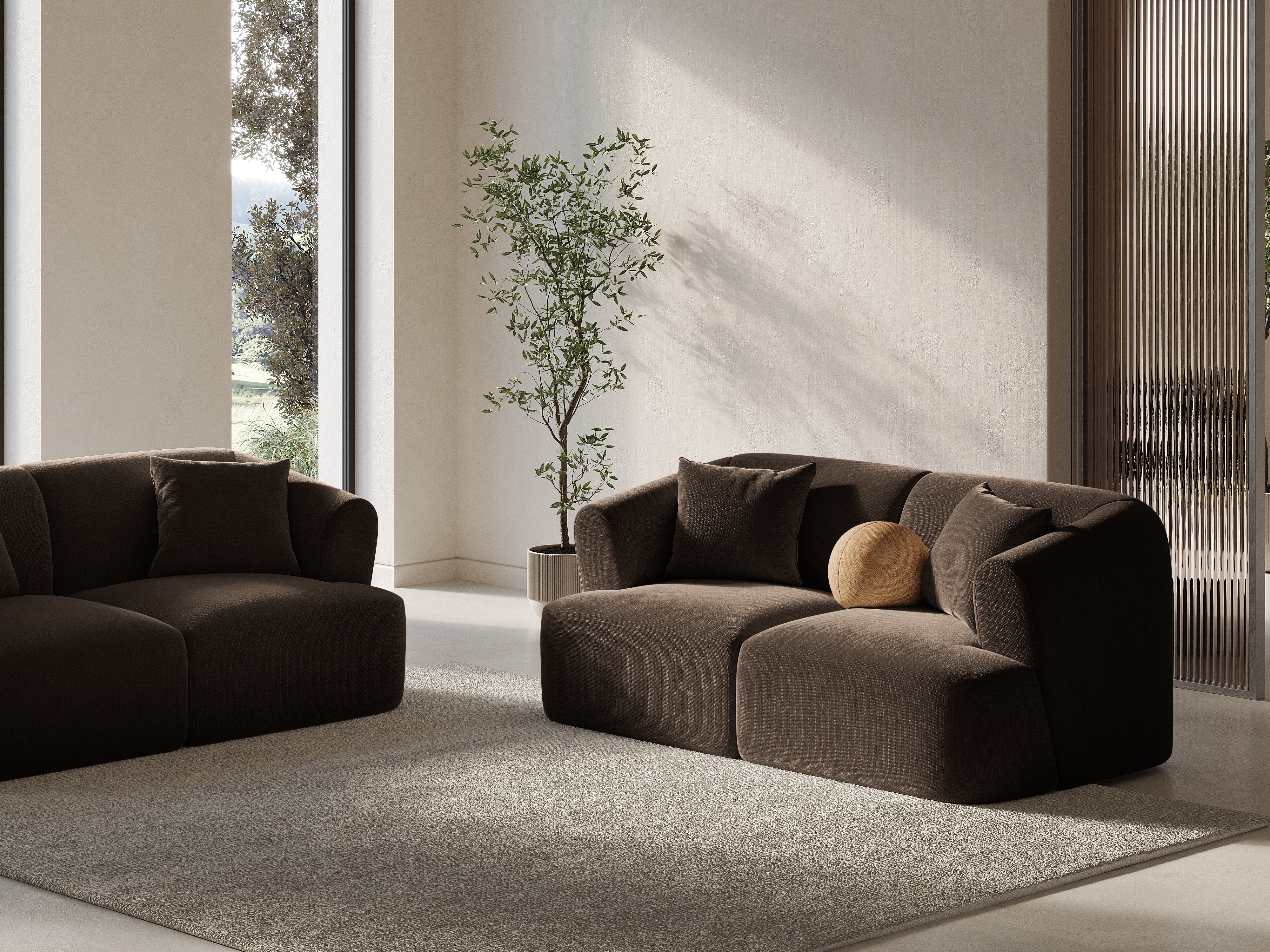 Sofa aksamitna 2-osobowa CAMPI czekoladowy - Image 2