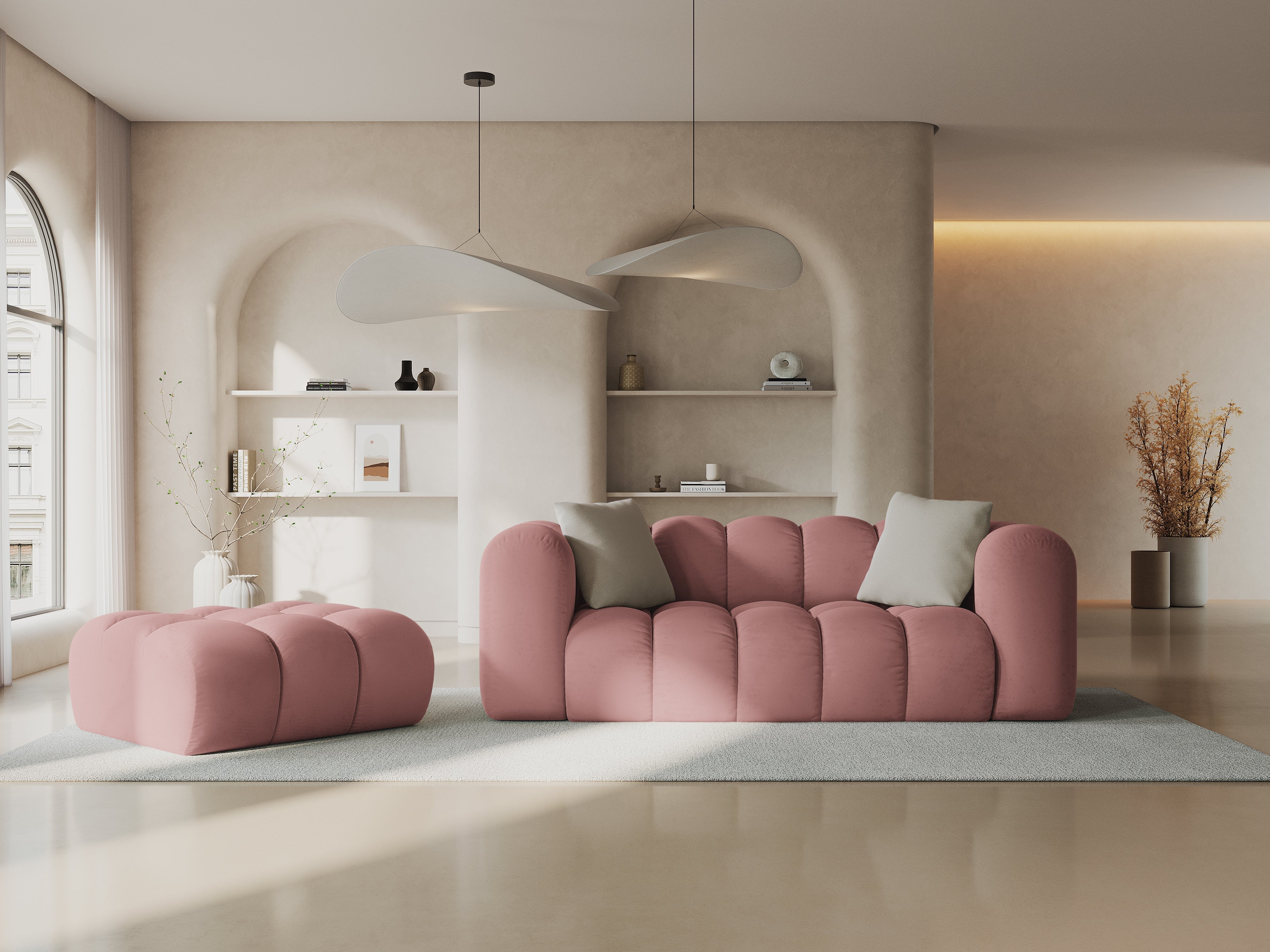 Sofa aksamitna 2-osobowa HALLEY różowy - Image 2