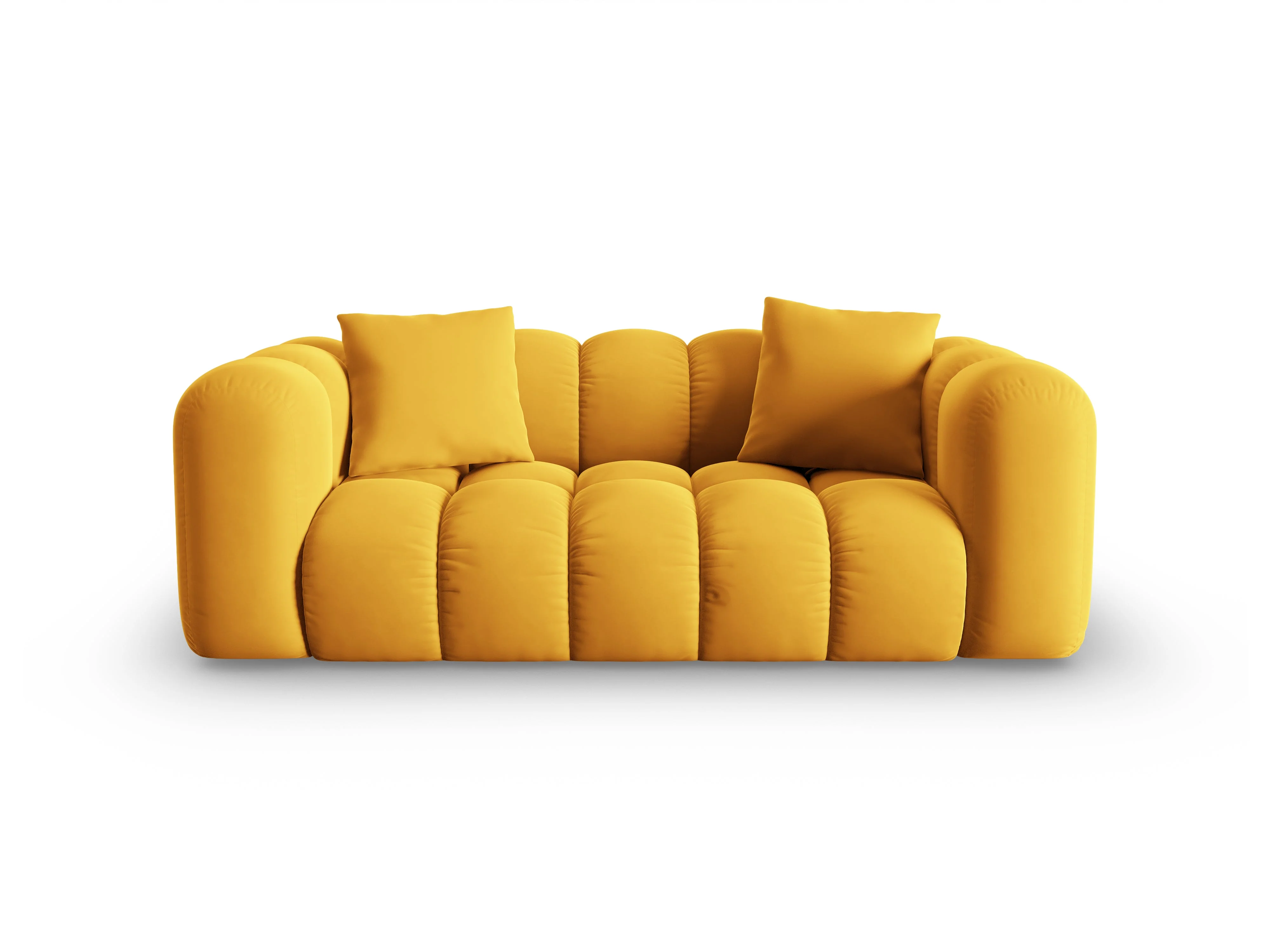 Sofa aksamitna 2-osobowa HALLEY żółty - Image 3