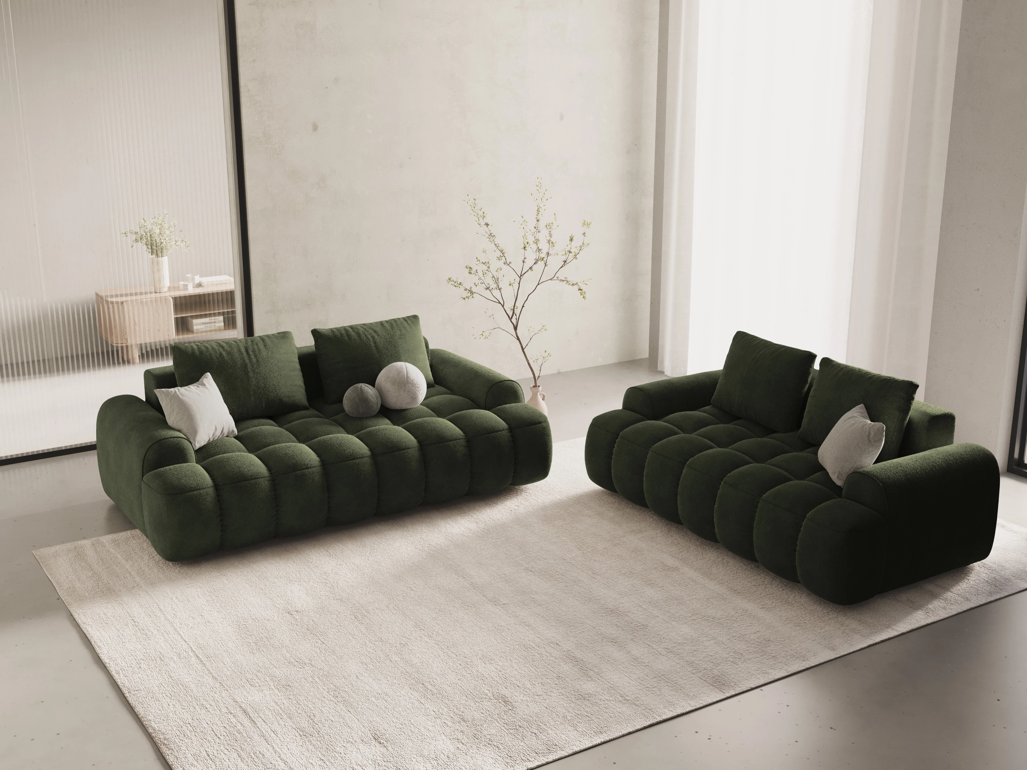 Sofa aksamitna 2-osobowa LINZ zielony - Image 2