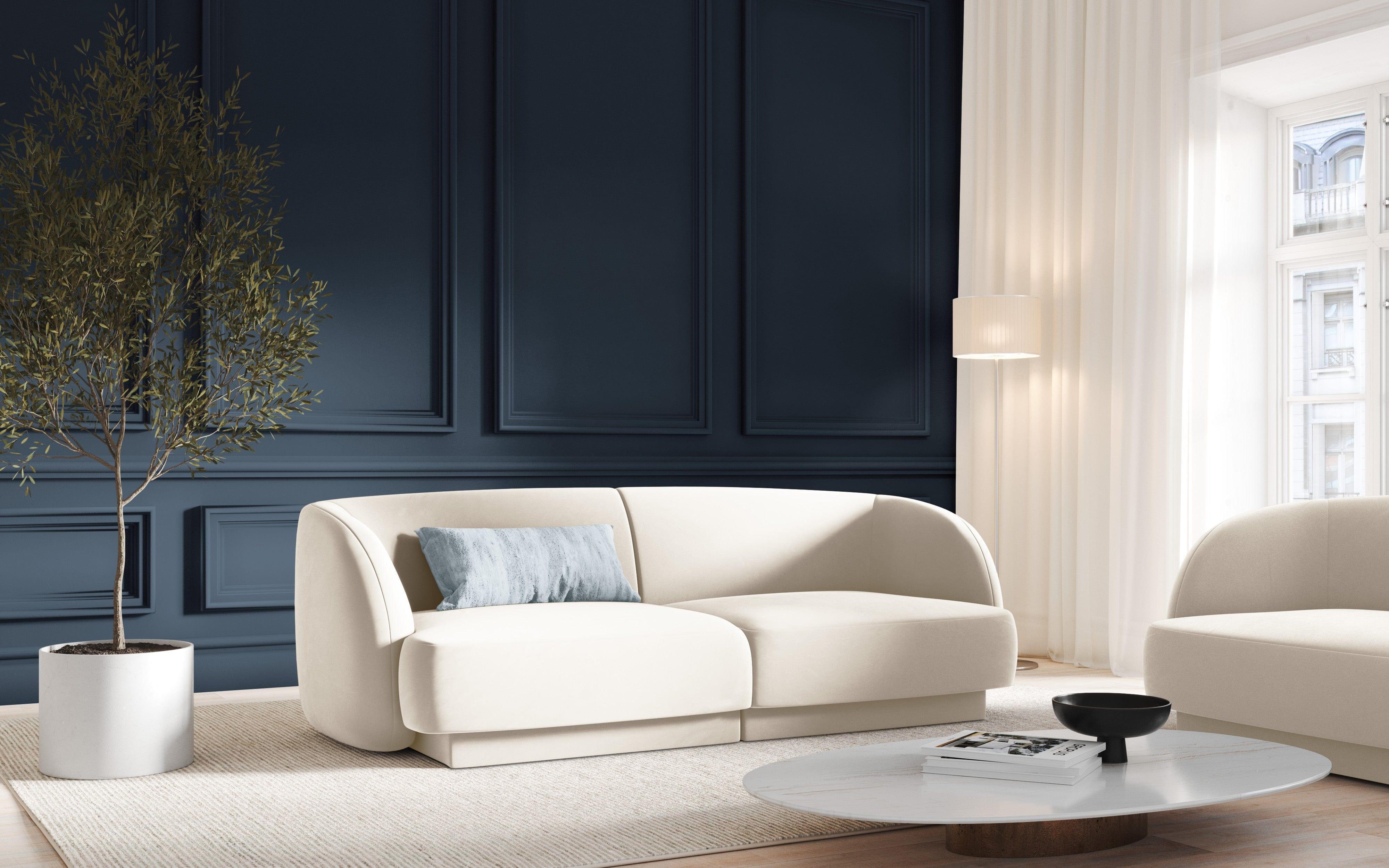 Sofa aksamitna 2-osobowa MILEY beżowy - Image 2