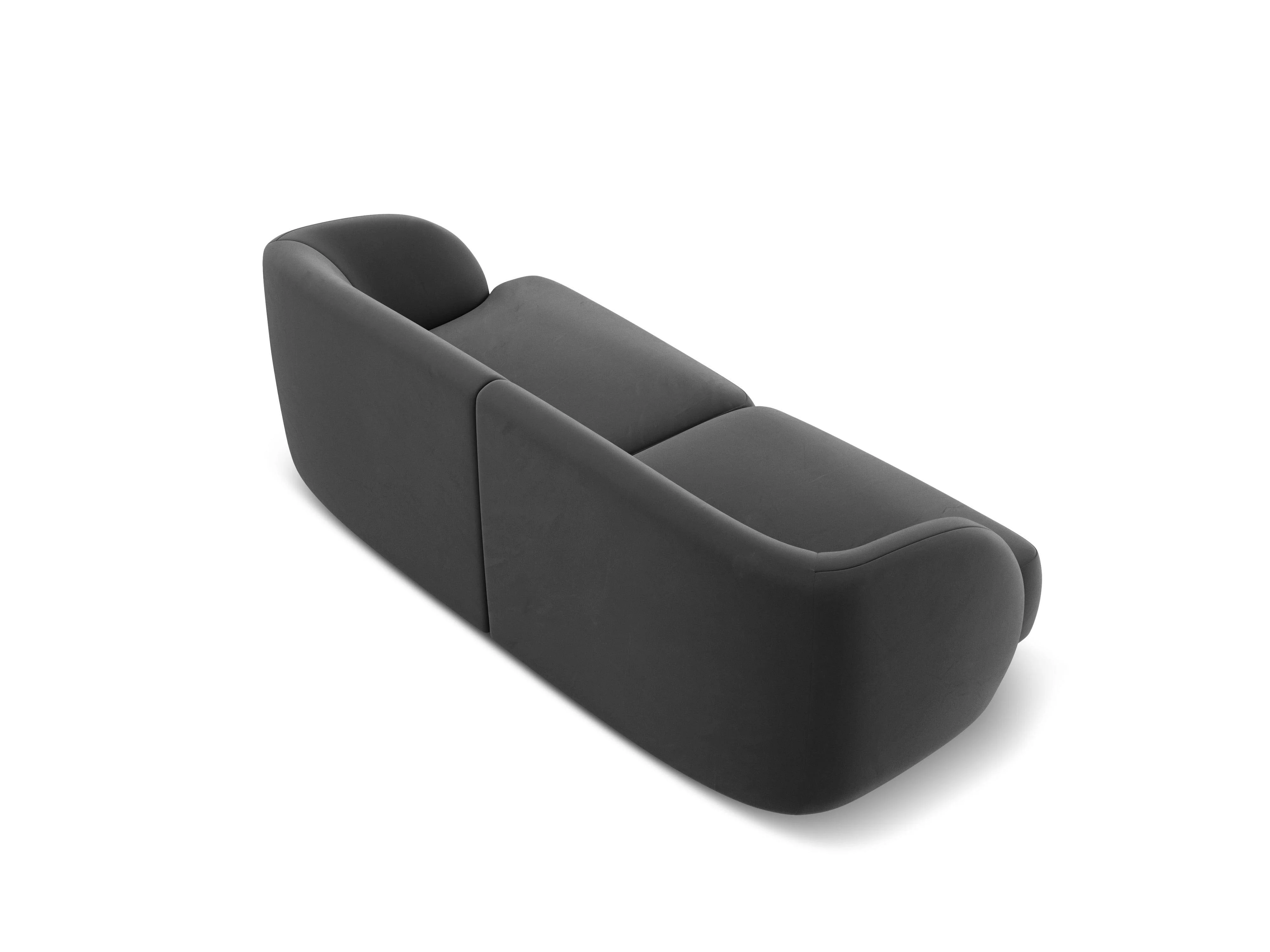 Sofa aksamitna 2-osobowa MILEY ciemnoszary - Image 4