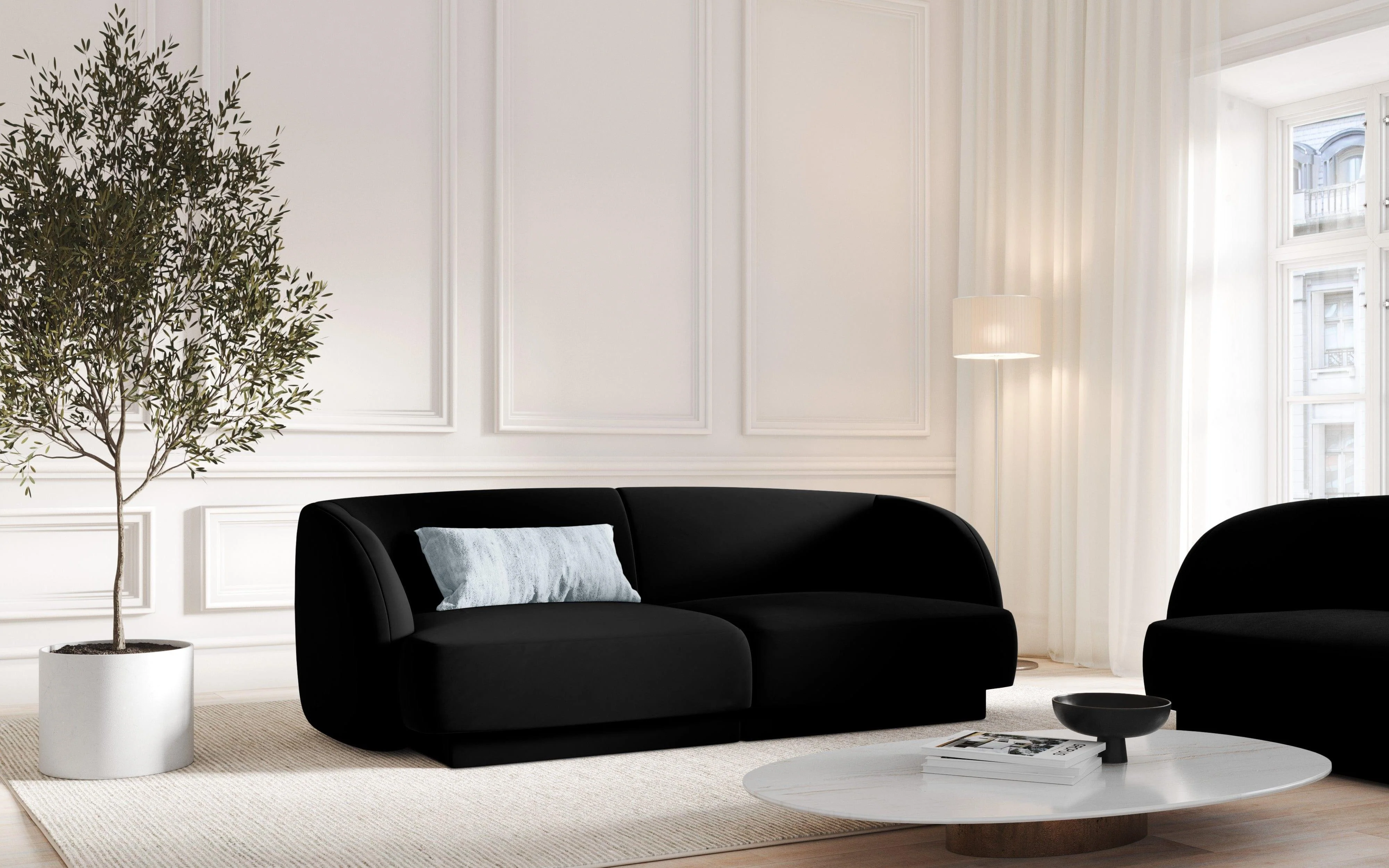 Sofa aksamitna 2-osobowa MILEY czarny - Image 2