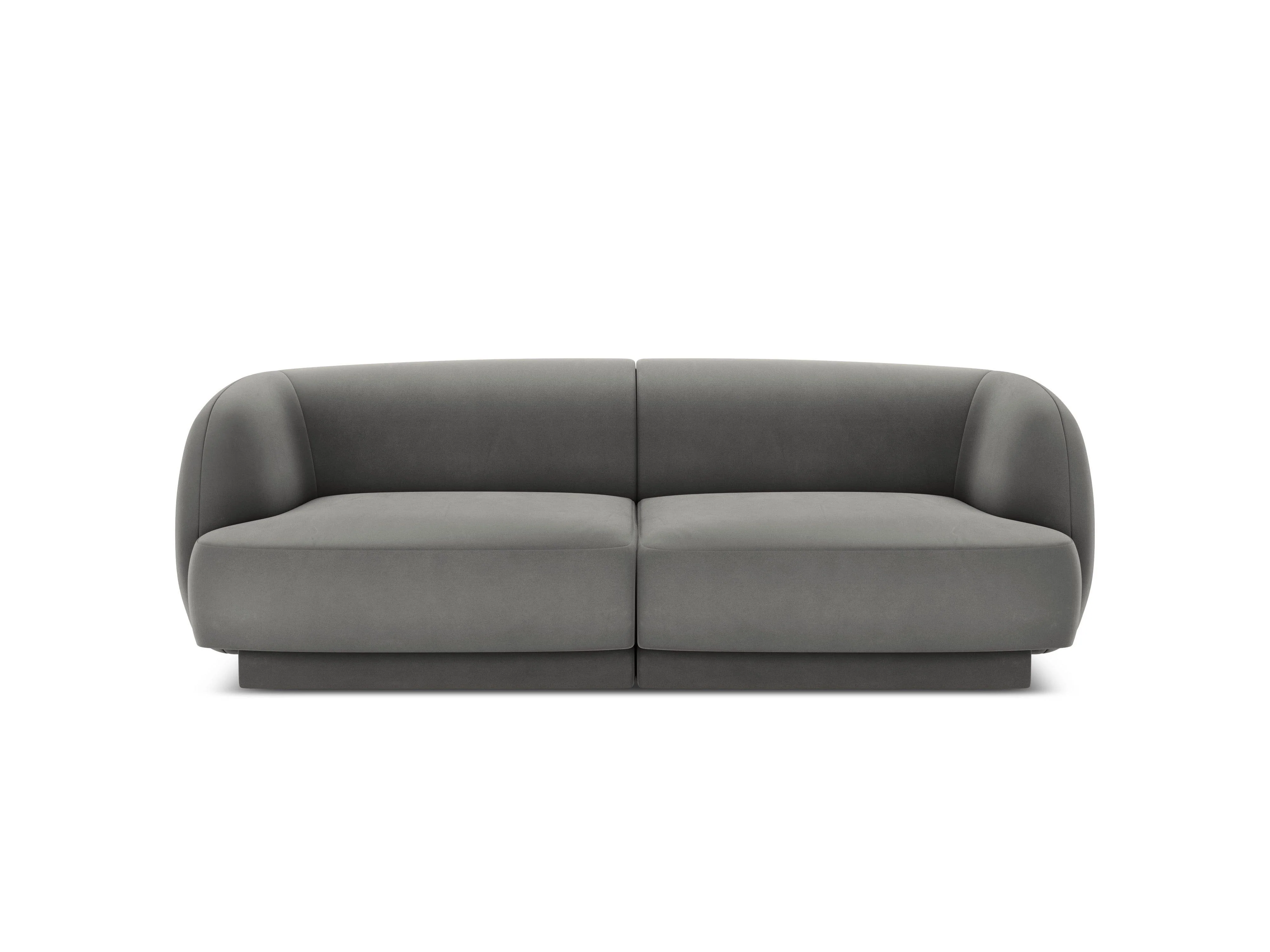 Sofa aksamitna 2-osobowa MILEY jasnoszary - Image 3