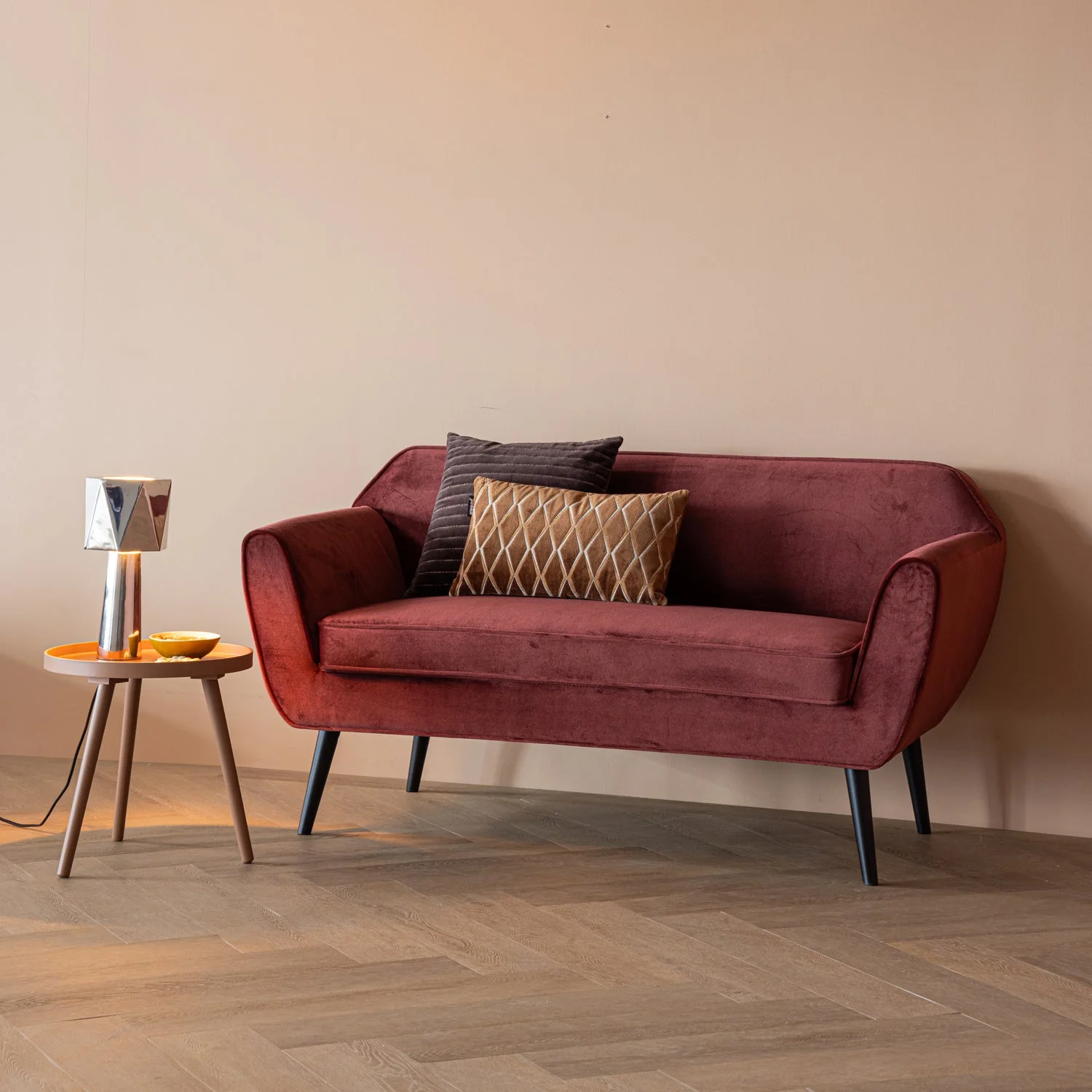 Sofa aksamitna 2-osobowa ROCCO kremowy - Image 2