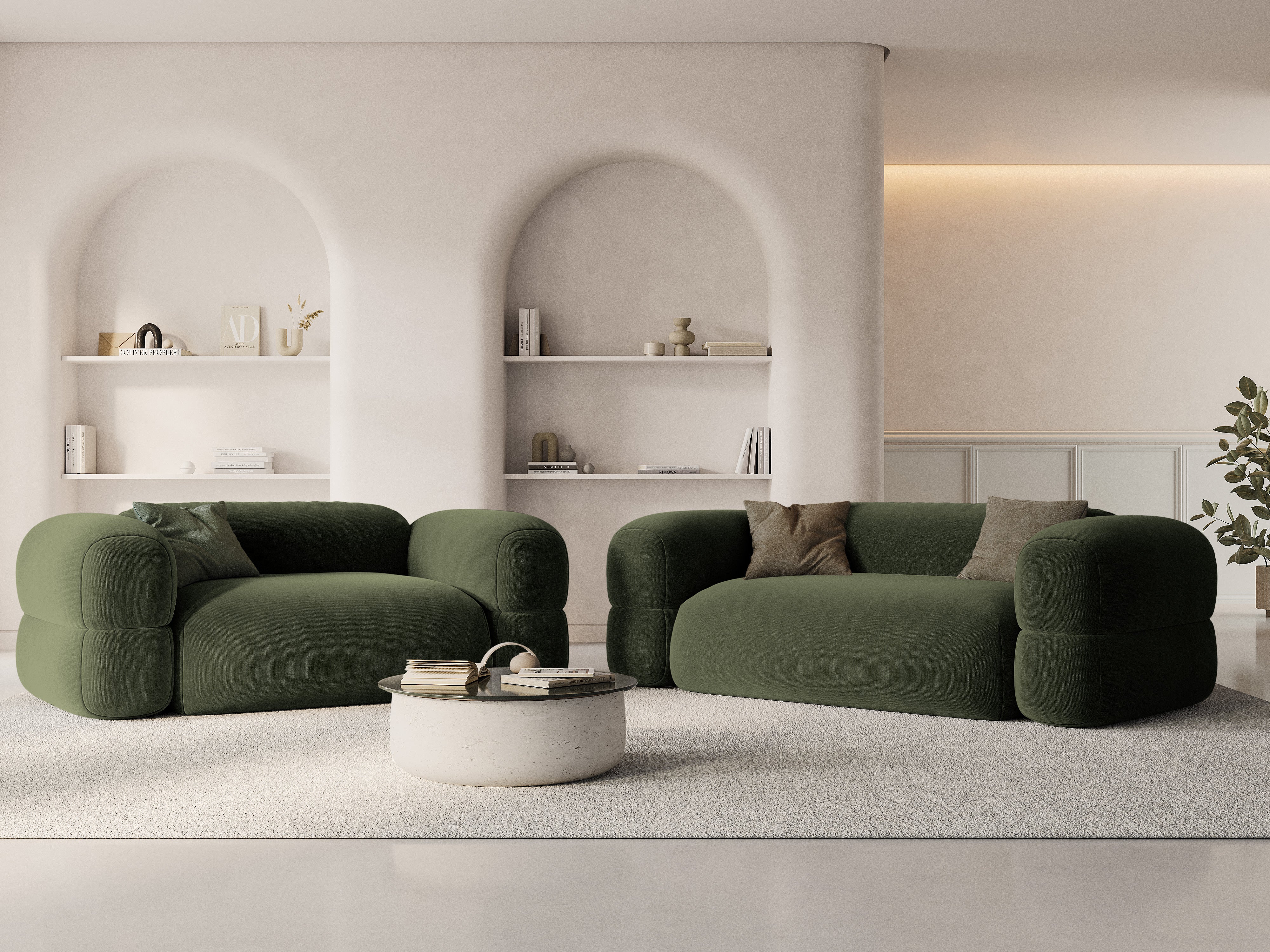 Sofa aksamitna 2-osobowa ROGER oliwkowy - Image 2