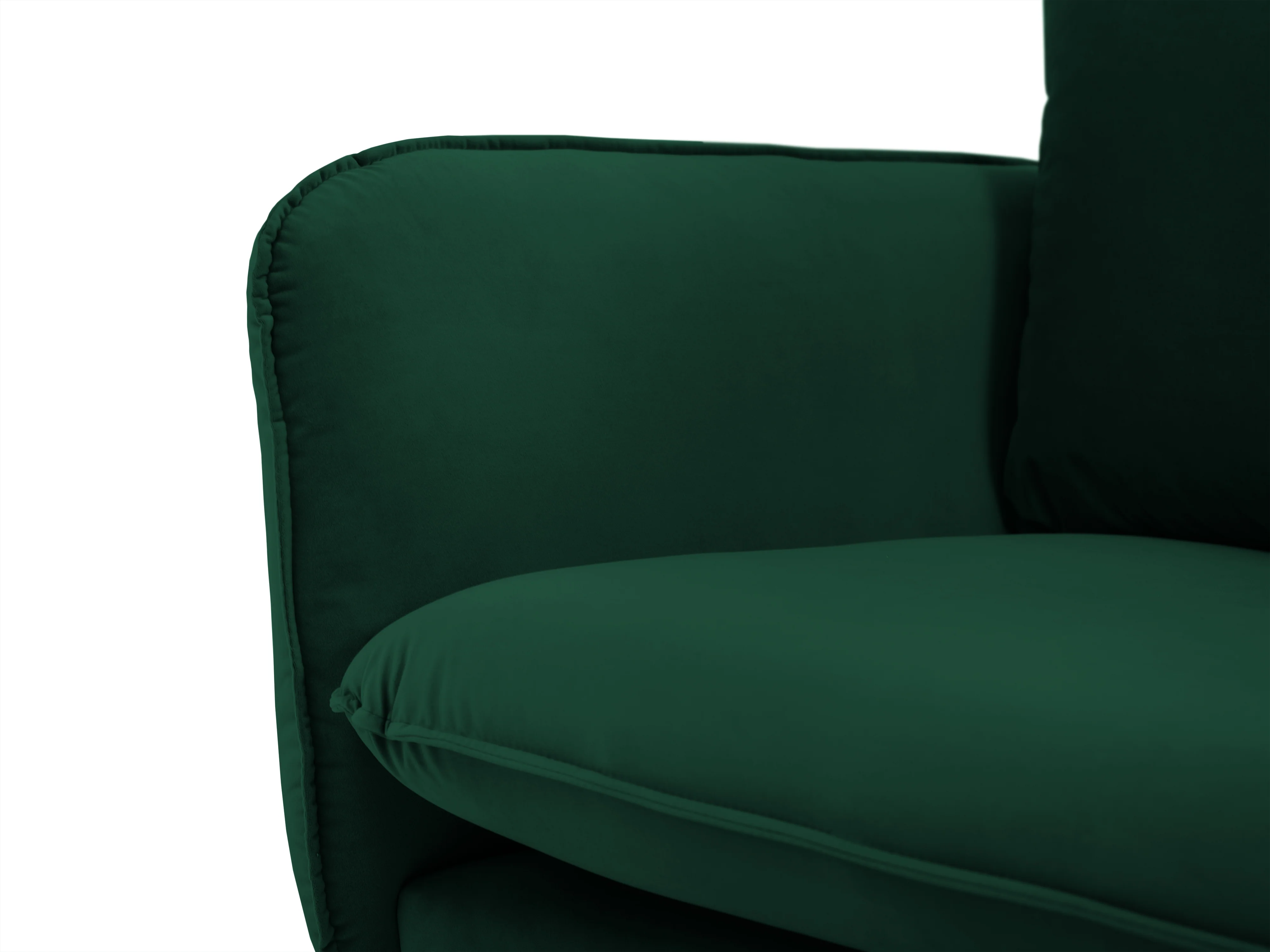 Sofa aksamitna 2-osobowa VIENNA butelkowa zieleń ze złotą podstawą - Image 4