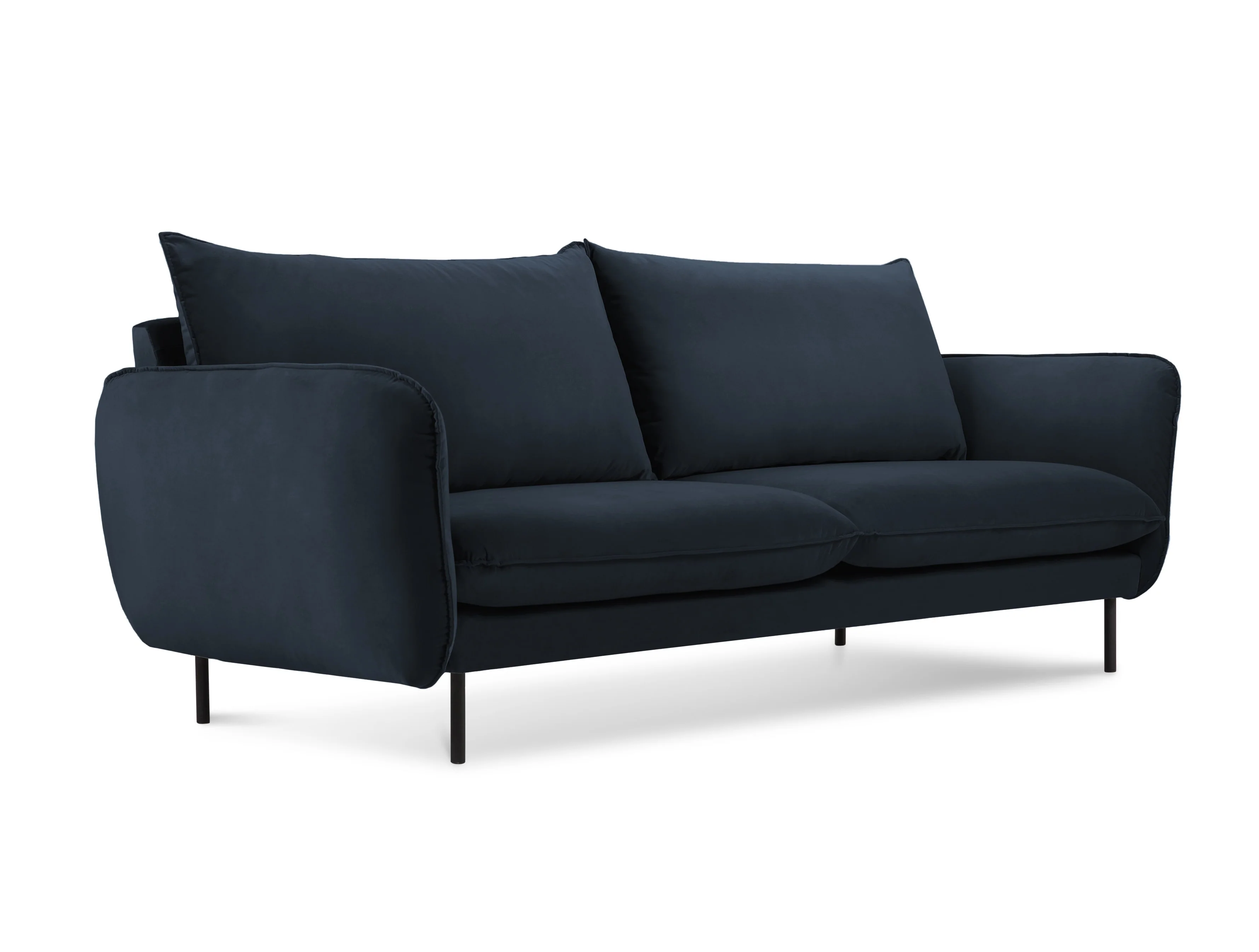 Sofa aksamitna 2-osobowa VIENNA ciemnoniebieski z czarną podstawą