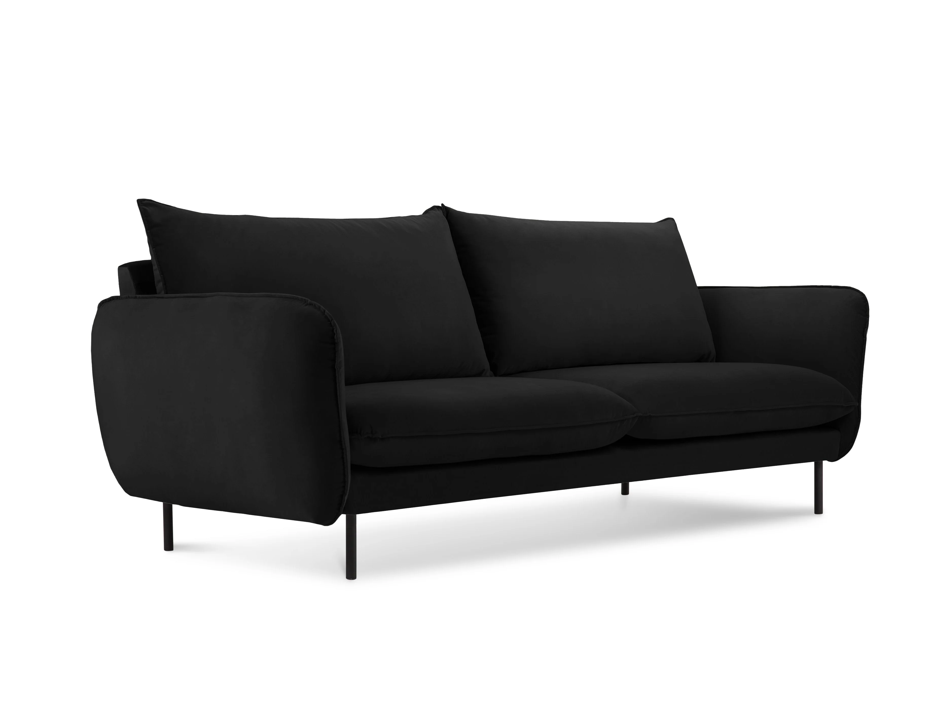 Sofa aksamitna 2-osobowa VIENNA czarny z czarną podstawą
