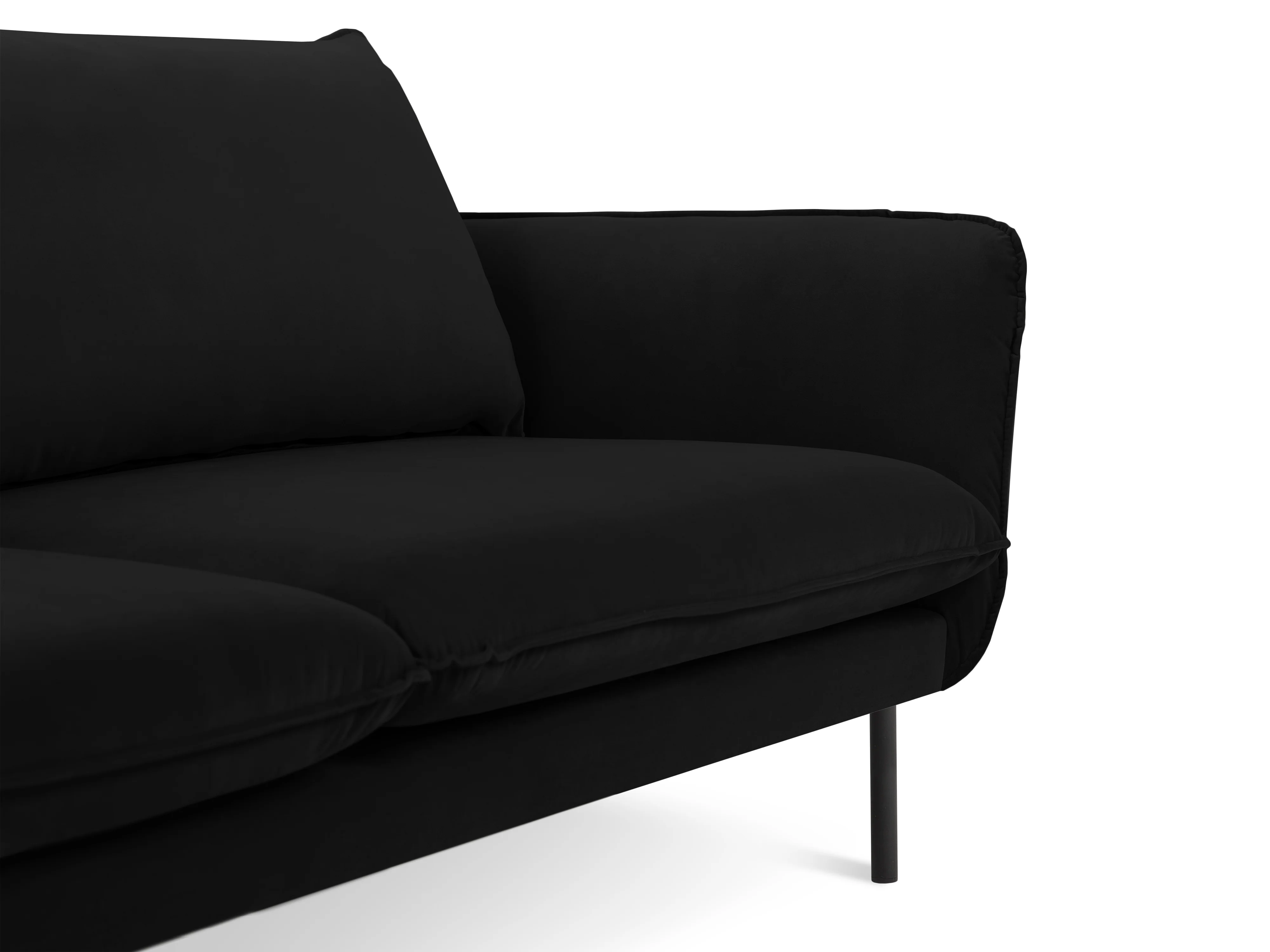 Sofa aksamitna 2-osobowa VIENNA czarny z czarną podstawą - Image 3