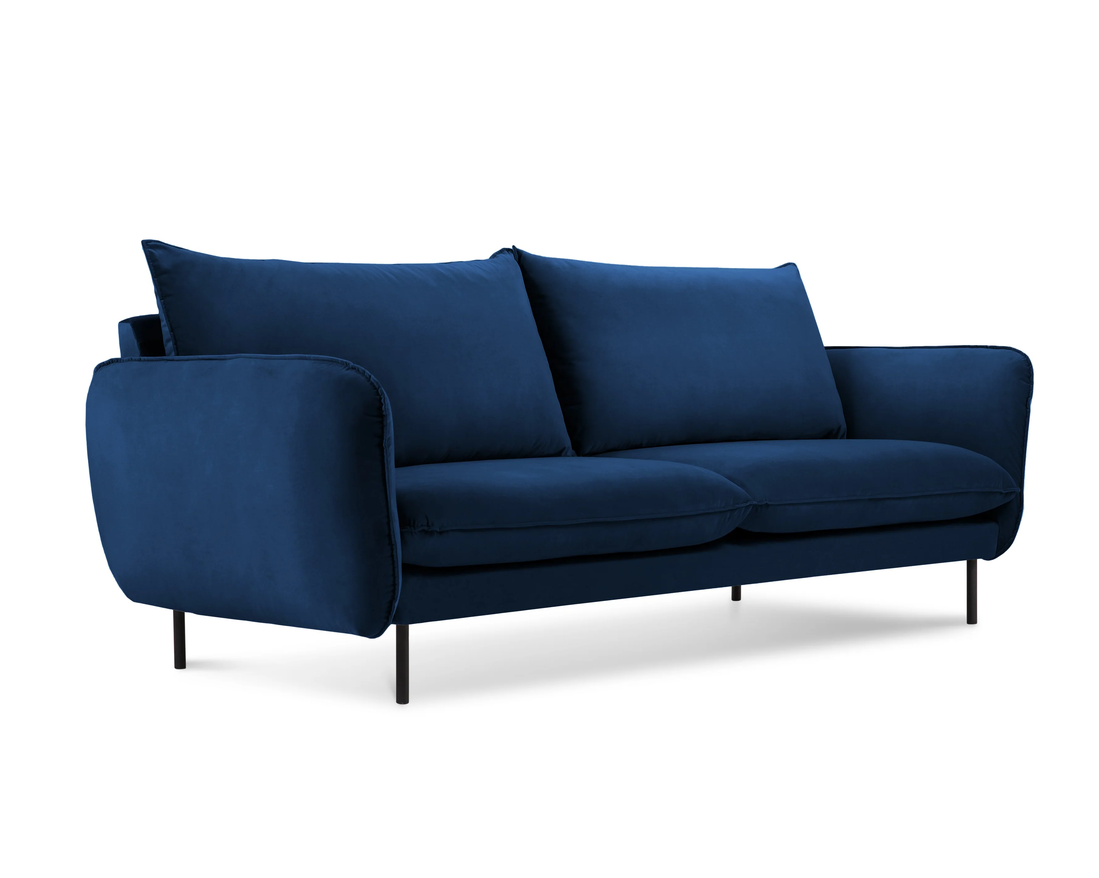 Sofa aksamitna 2-osobowa VIENNA granat królewski z czarną podstawą