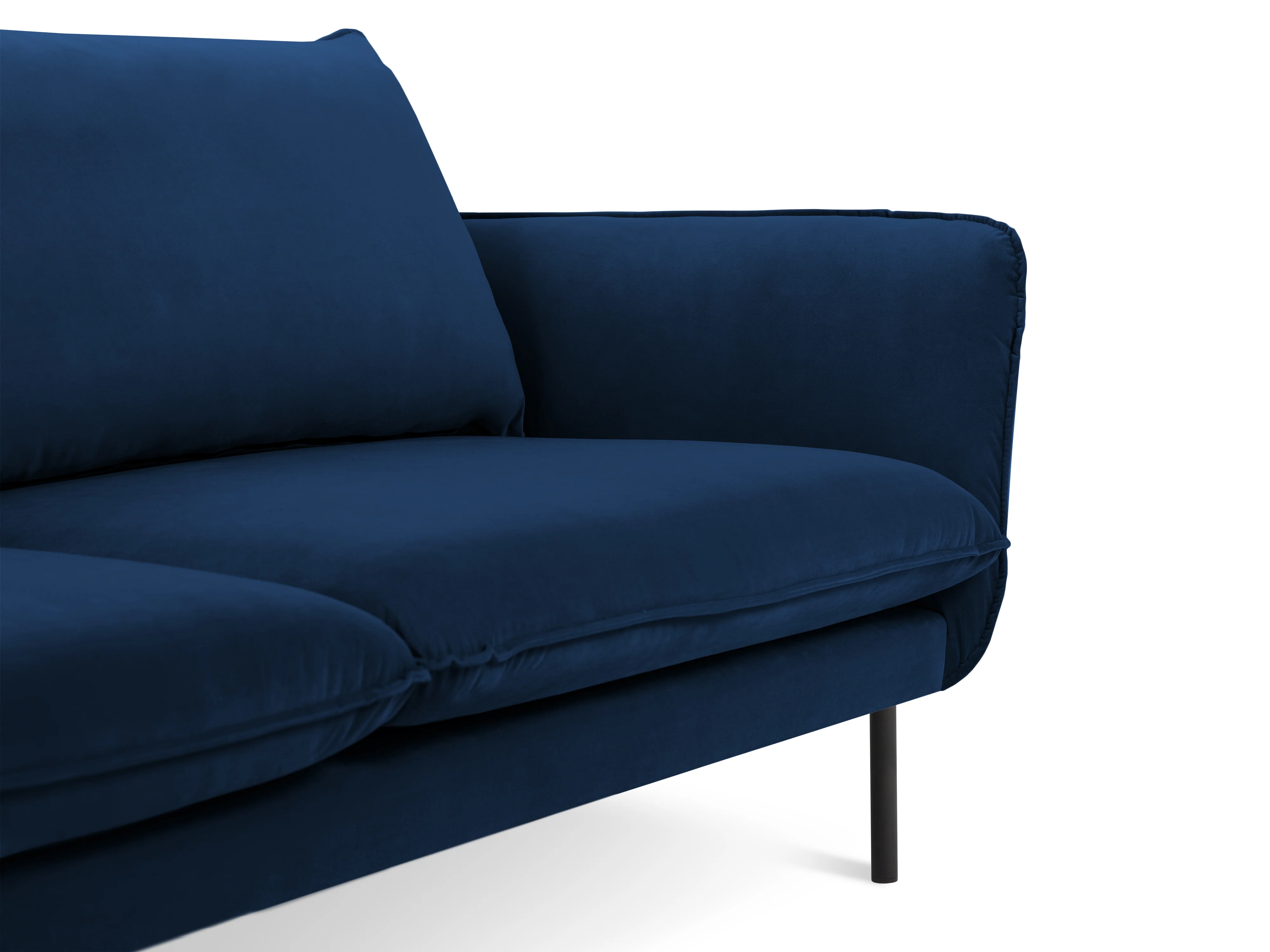 Sofa aksamitna 2-osobowa VIENNA granat królewski z czarną podstawą - Image 3
