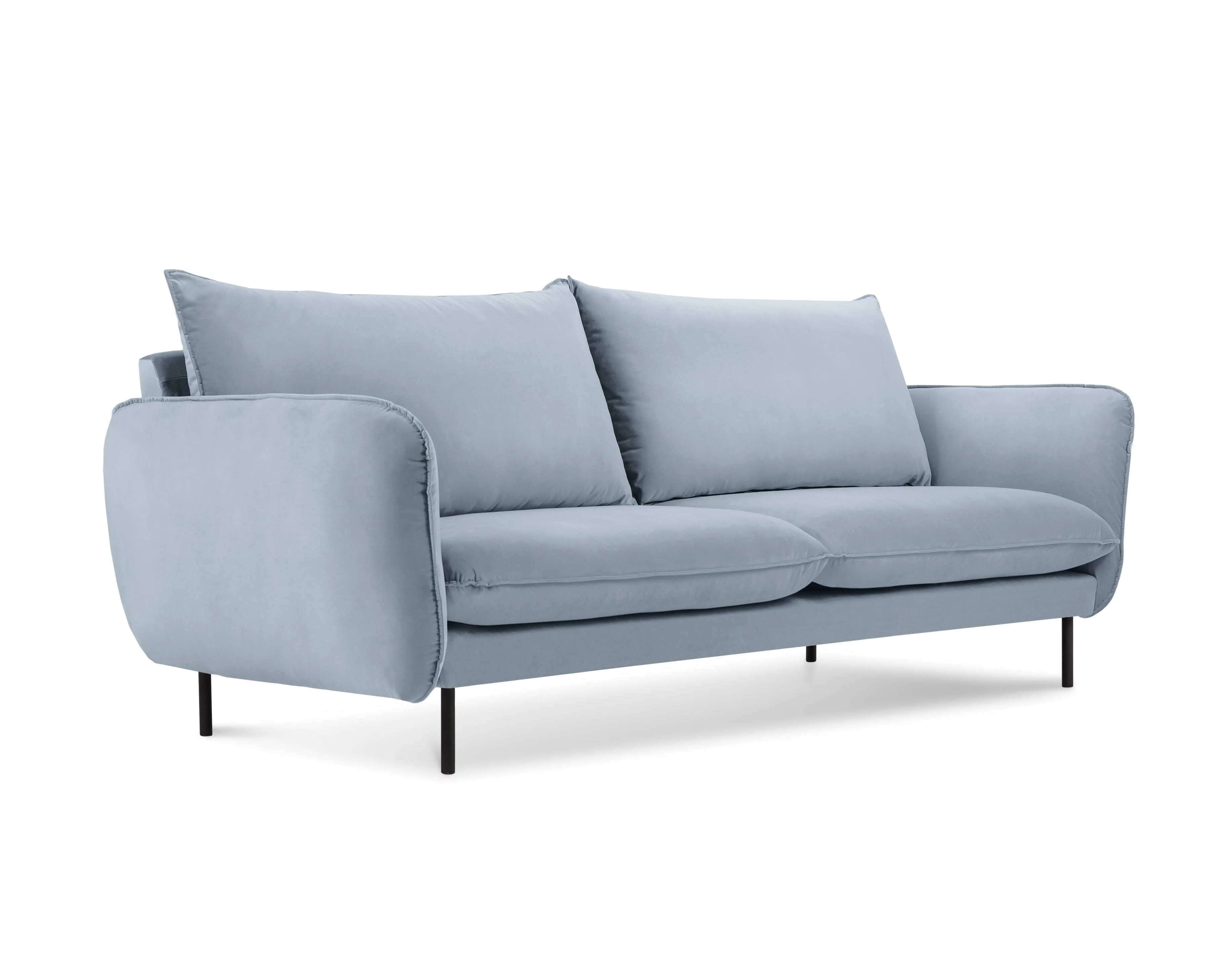 Sofa aksamitna 2-osobowa VIENNA jasnoniebieski z czarną podstawą
