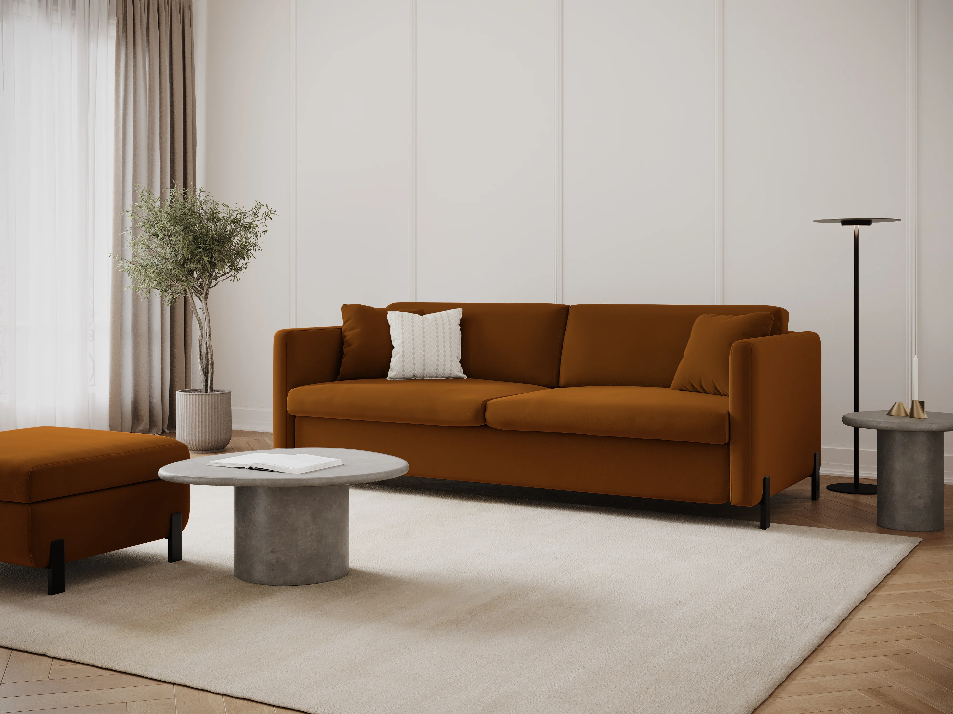 Sofa aksamitna 2-osobowa z funkcją spania GLORIA brązowy - Image 9