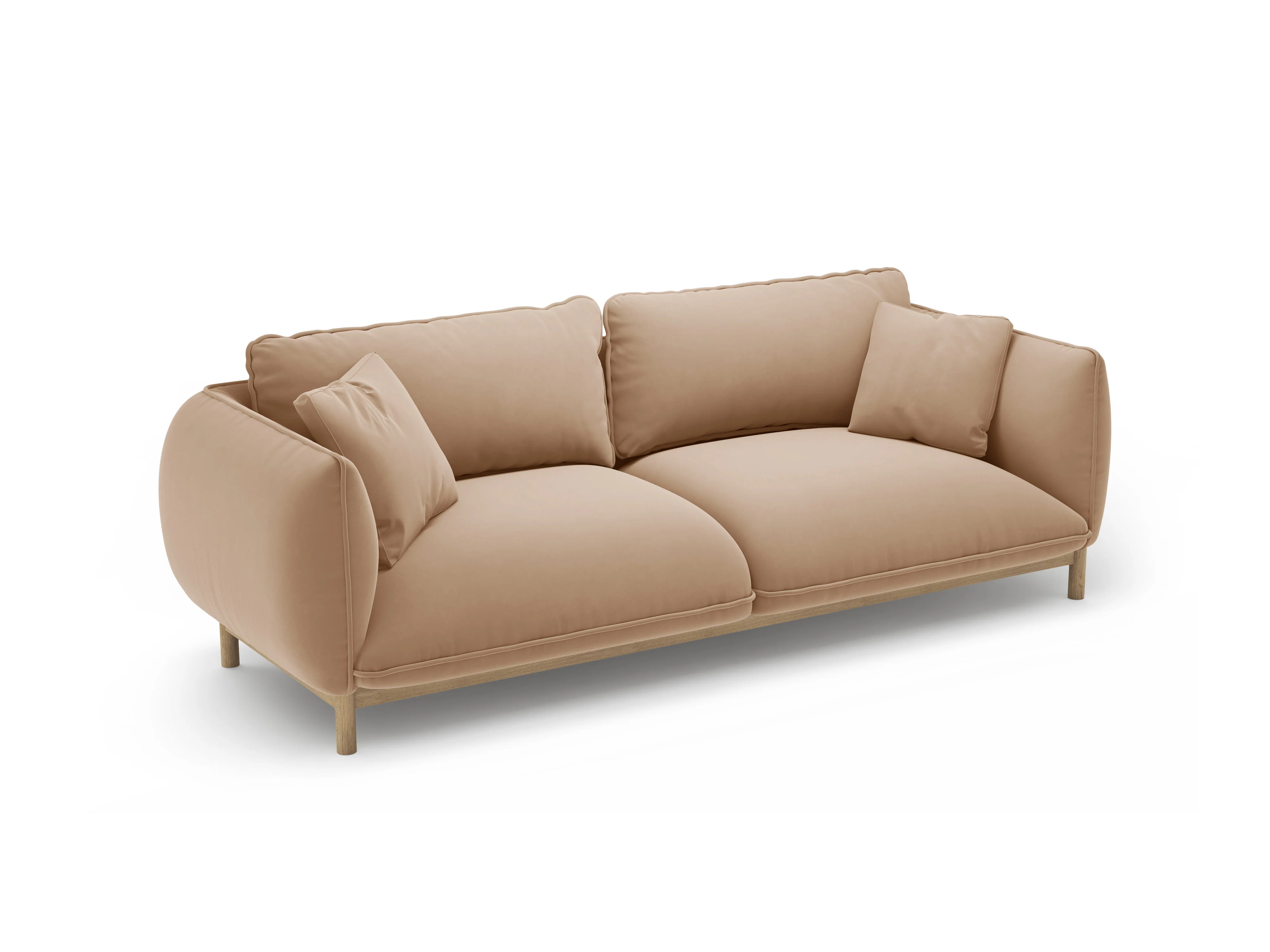 Sofa aksamitna 3-osobowa ADA piaskowy - Image 3