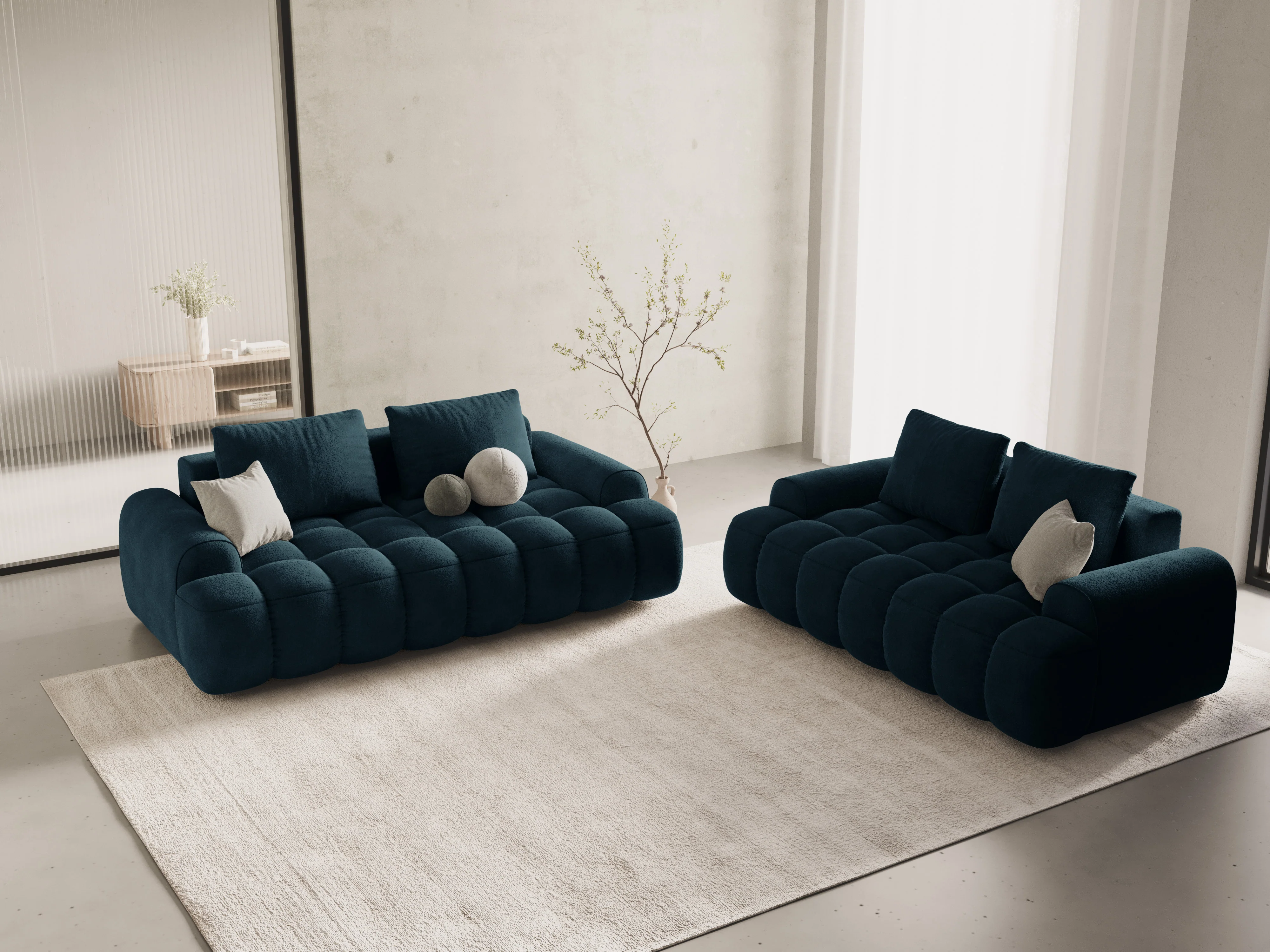 Sofa aksamitna 3-osobowa LINZ petrol - Image 2