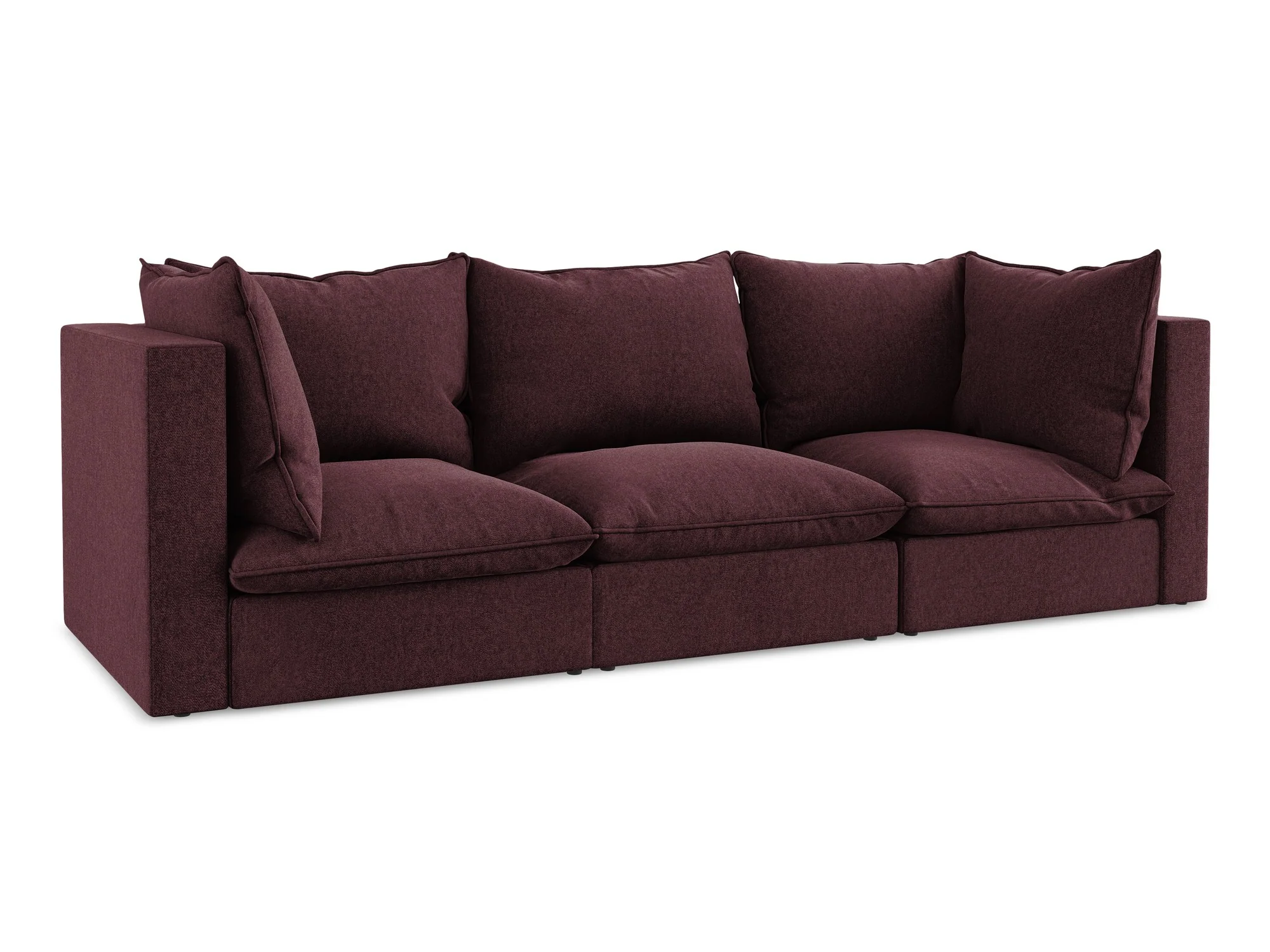 Sofa aksamitna 3-osobowa MANAO bordowy