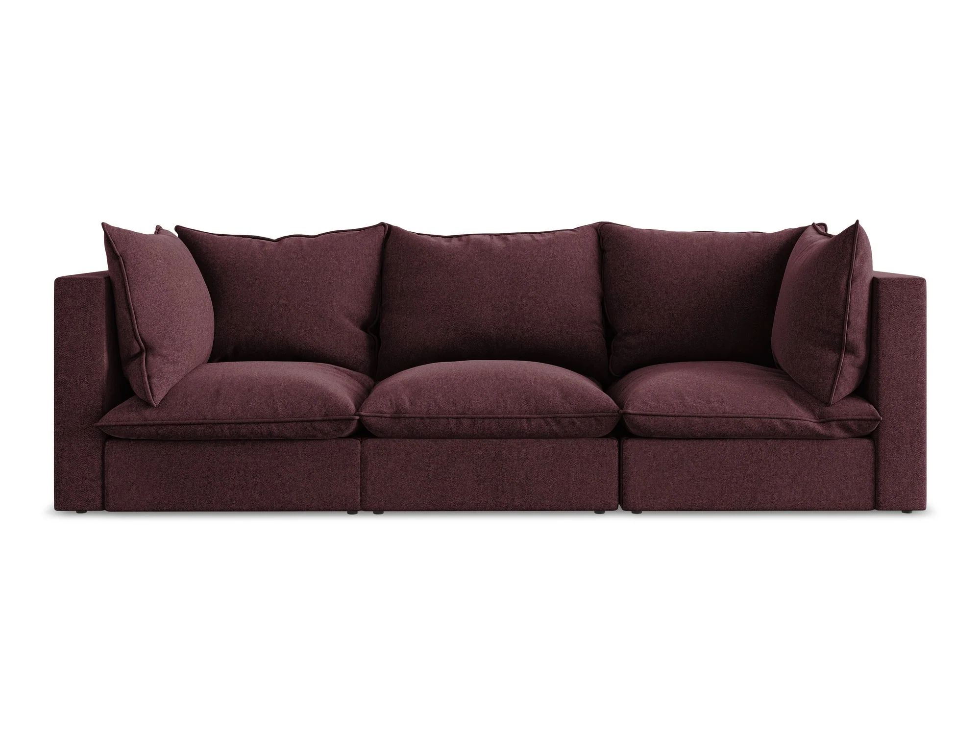 Sofa aksamitna 3-osobowa MANAO bordowy - Image 3