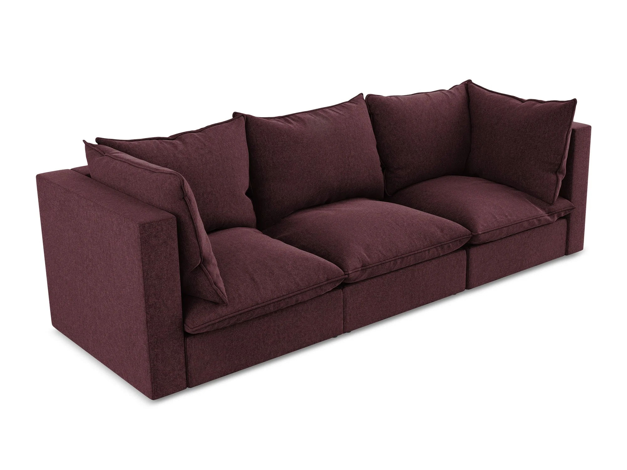 Sofa aksamitna 3-osobowa MANAO bordowy - Image 4