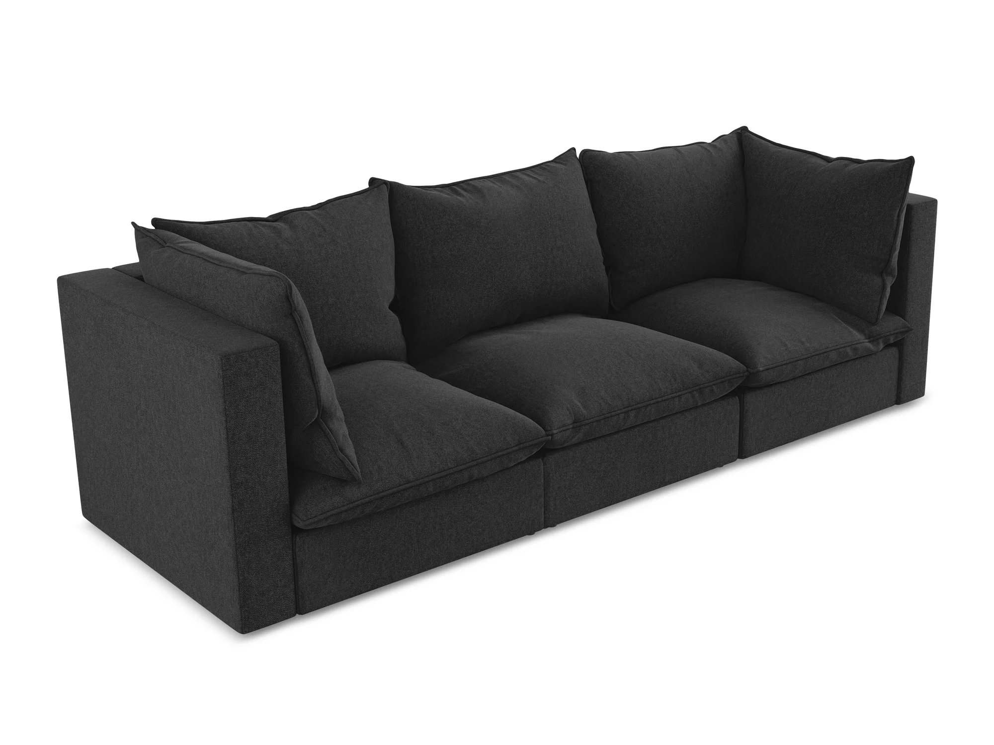 Sofa aksamitna 3-osobowa MANAO czarny - Image 4
