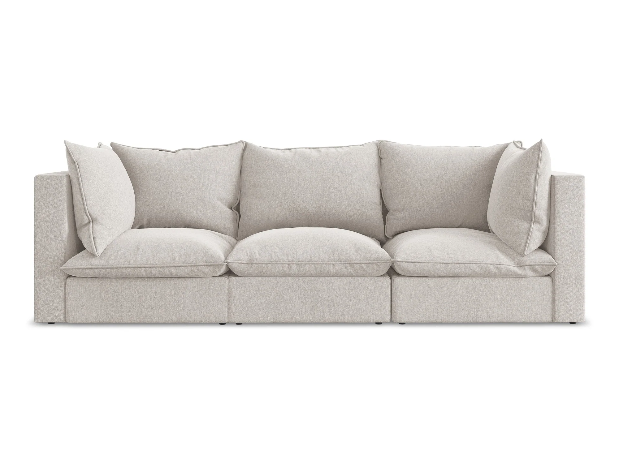 Sofa aksamitna 3-osobowa MANAO jasnobeżowy - Image 3