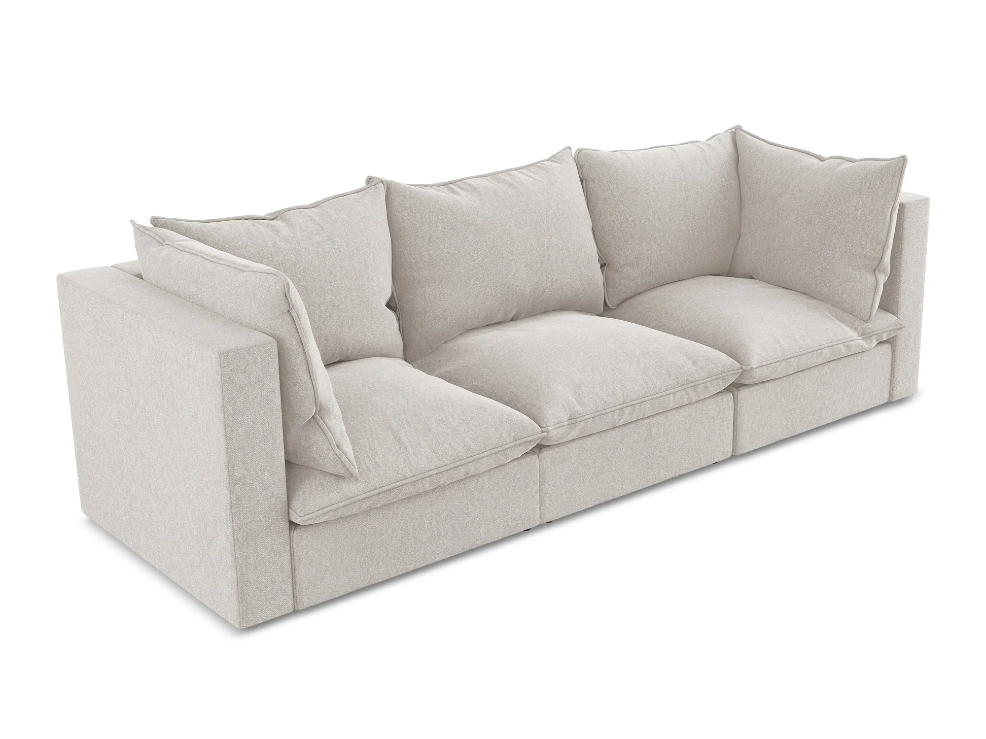 Sofa aksamitna 3-osobowa MANAO jasnobeżowy - Image 4
