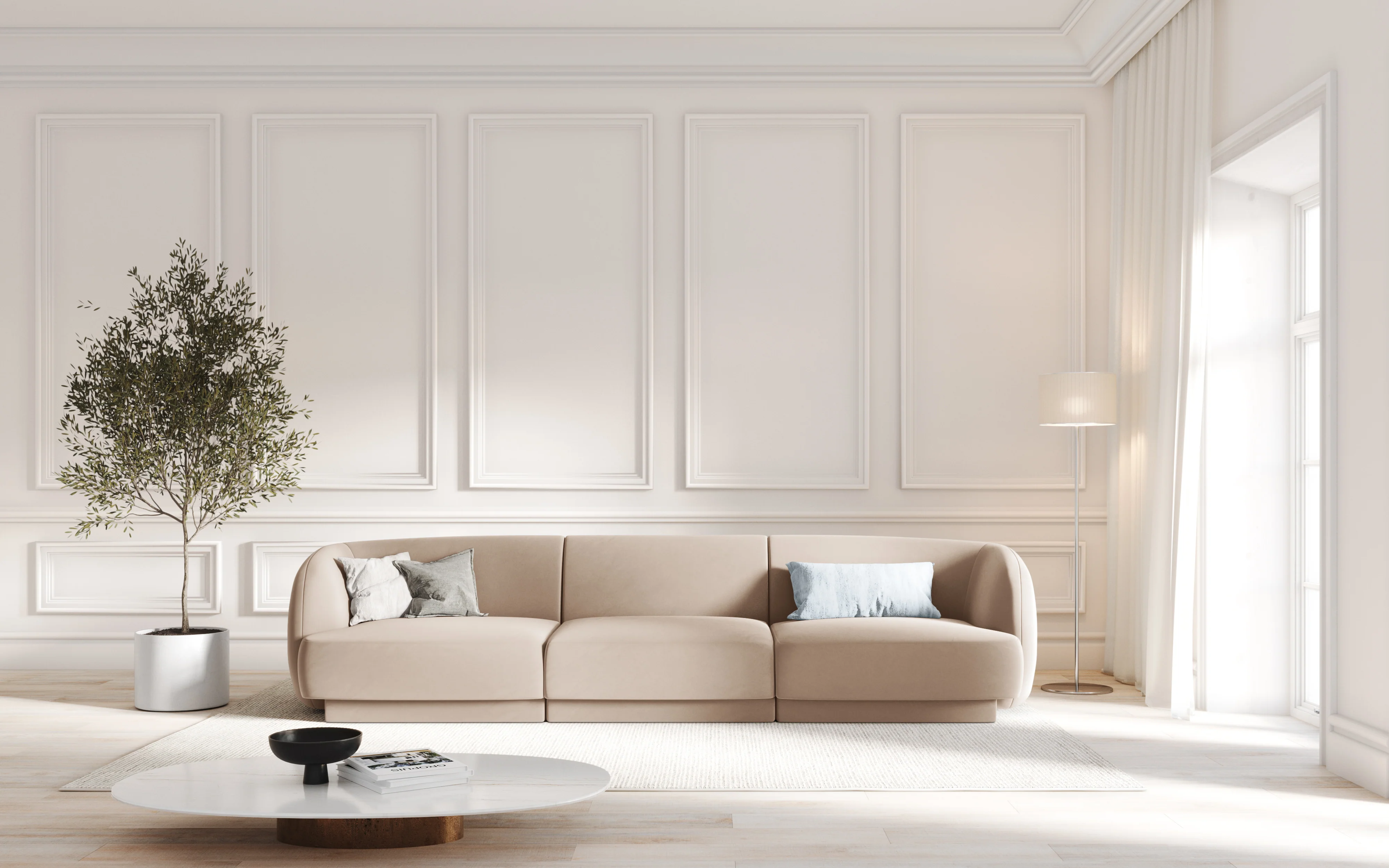 Sofa aksamitna 3-osobowa MILEY cappuccino - Image 2