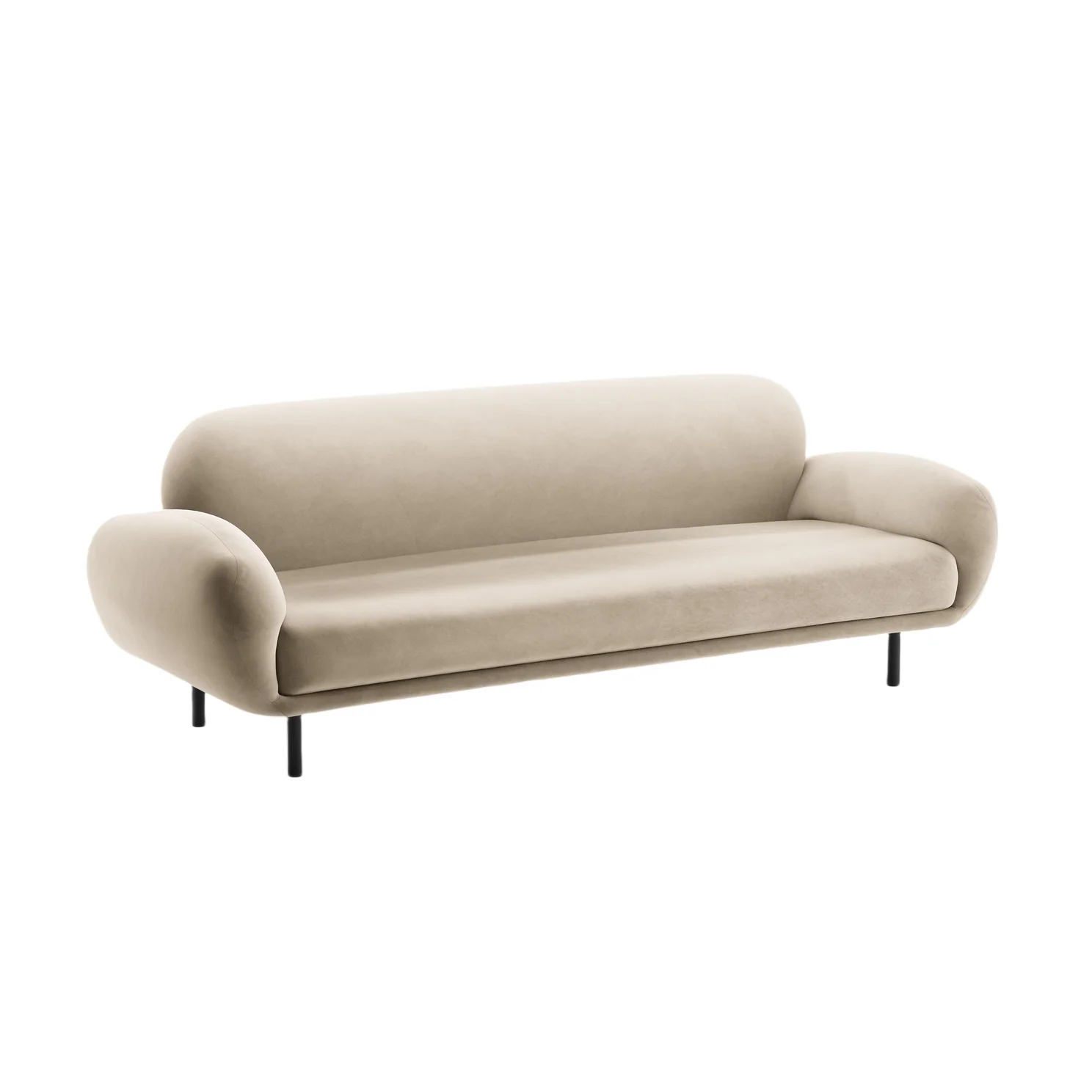 Sofa aksamitna 3-osobowa POPPY ecru
