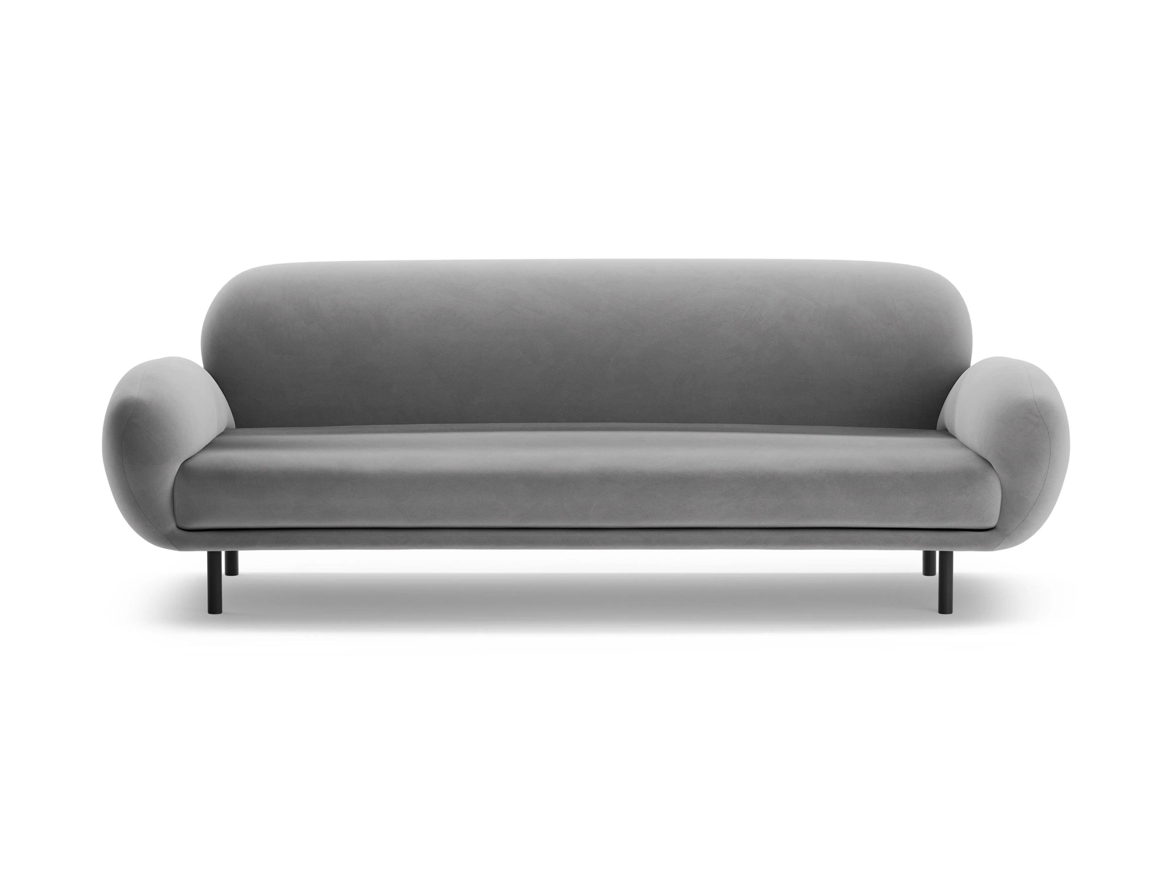 Sofa aksamitna 3-osobowa POPPY jasnoszary - Image 3