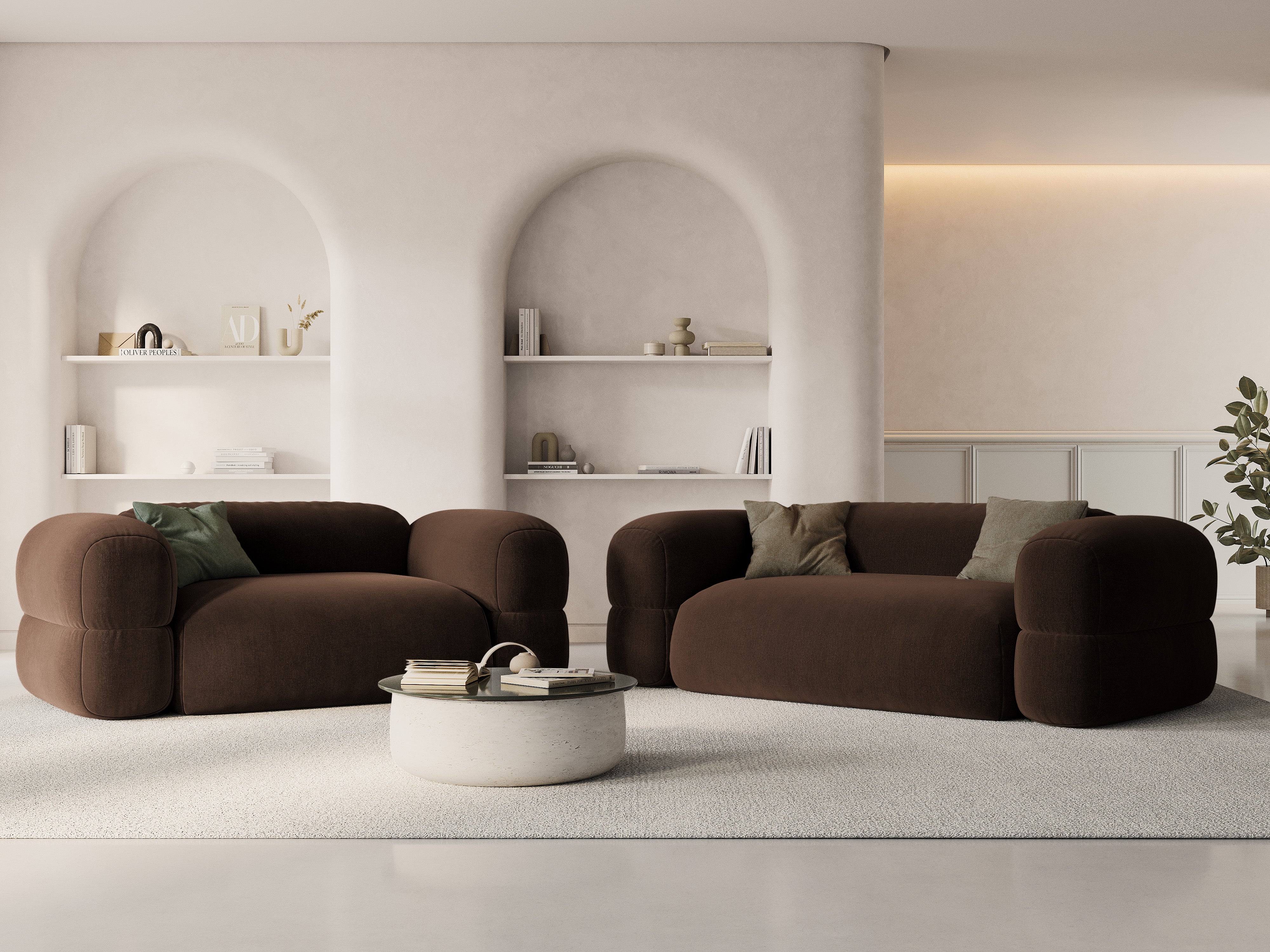 Sofa aksamitna 3-osobowa ROGER czekoladowy - Image 2